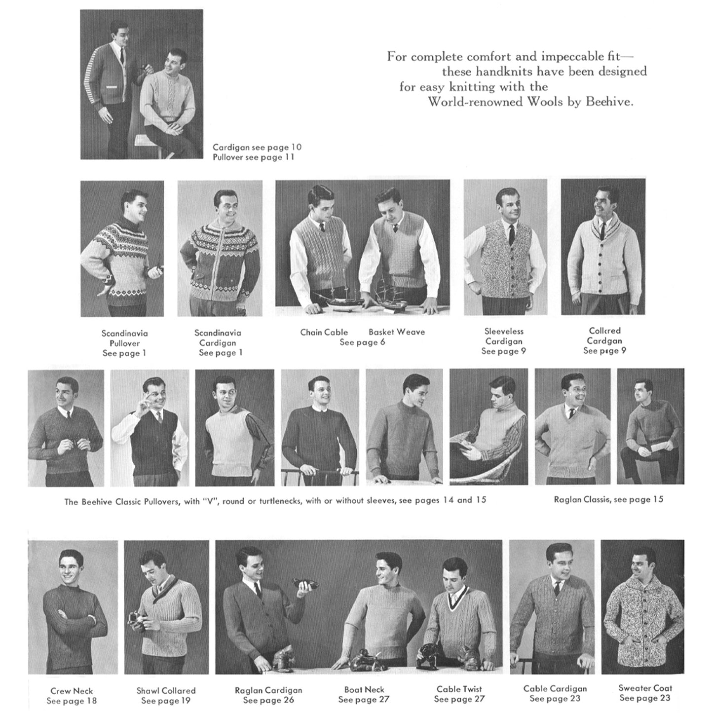 vintage knitting patterns download Day17Vintage B1038 Handknits for Men by Beehive