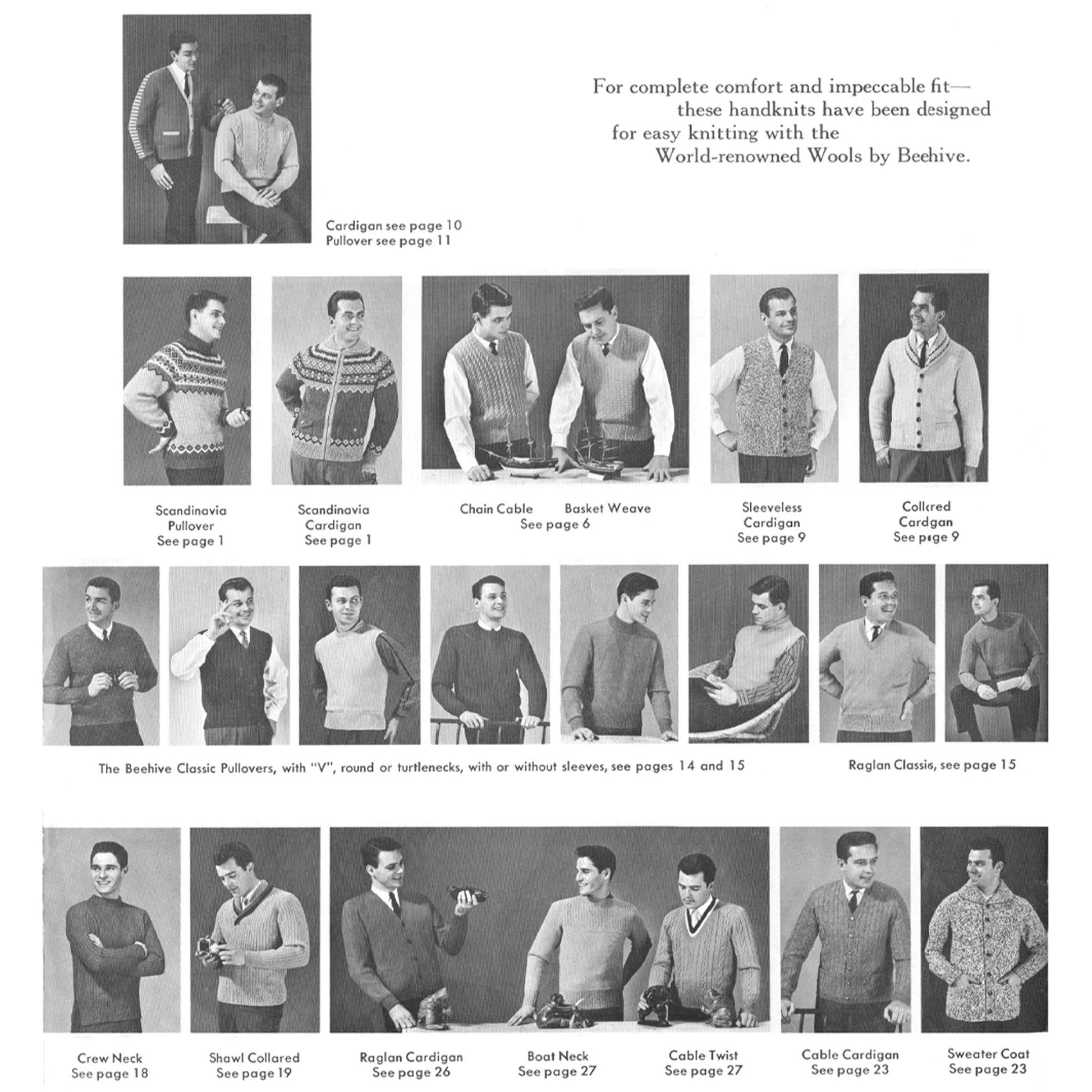 vintage knitting patterns download Day17Vintage B1038 Handknits for Men by Beehive