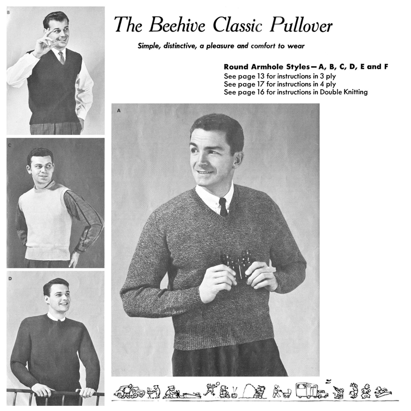 vintage knitting patterns download Day17Vintage B1038 Handknits for Men by Beehive