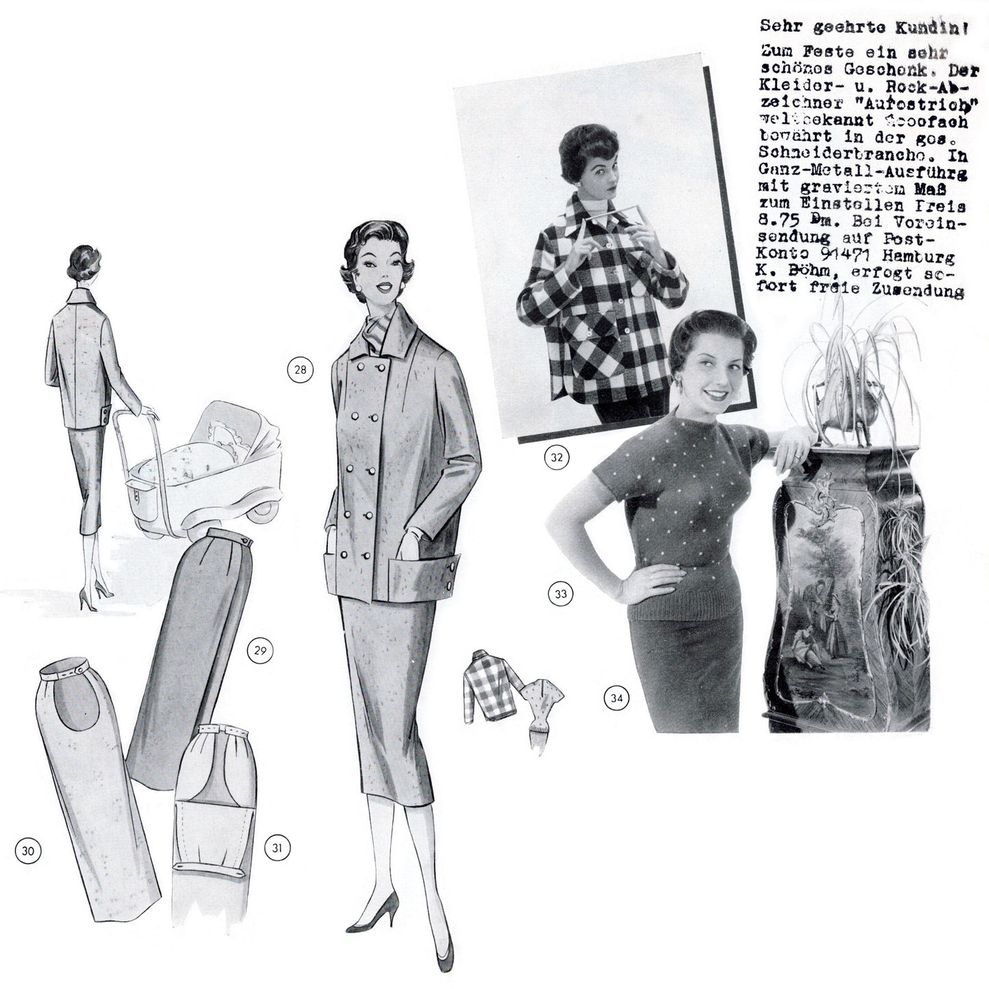 Vintage 1950s German sewing pattern drafting book
