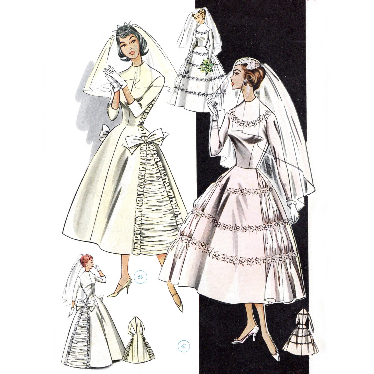Vintage 1950s sewing pattern drafting book Lutterloh supplement no. 70 wedding dresses