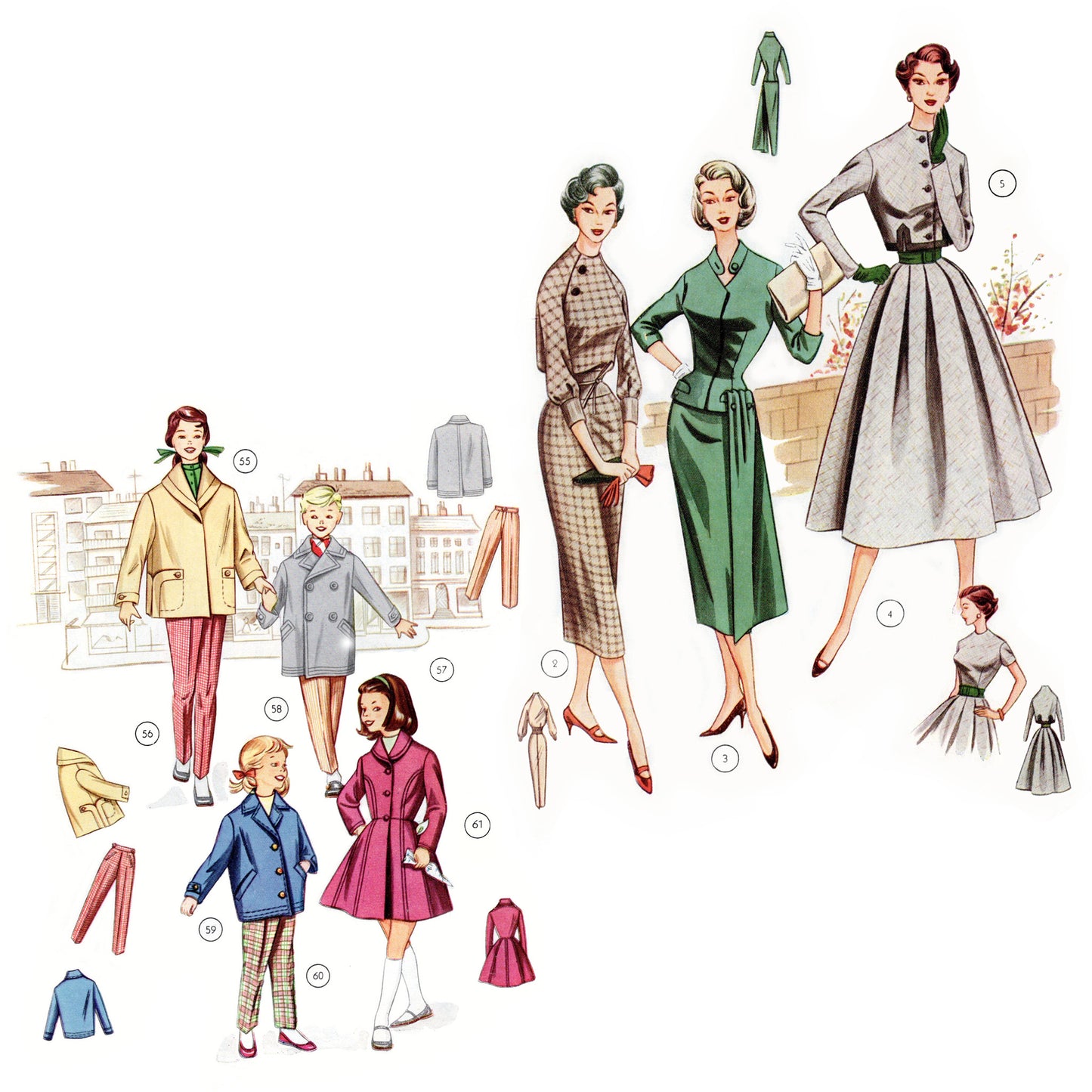 Vintage 1950s sewing pattern drafting book Lutterloh supplement no. 70 day dresses and children's clothing