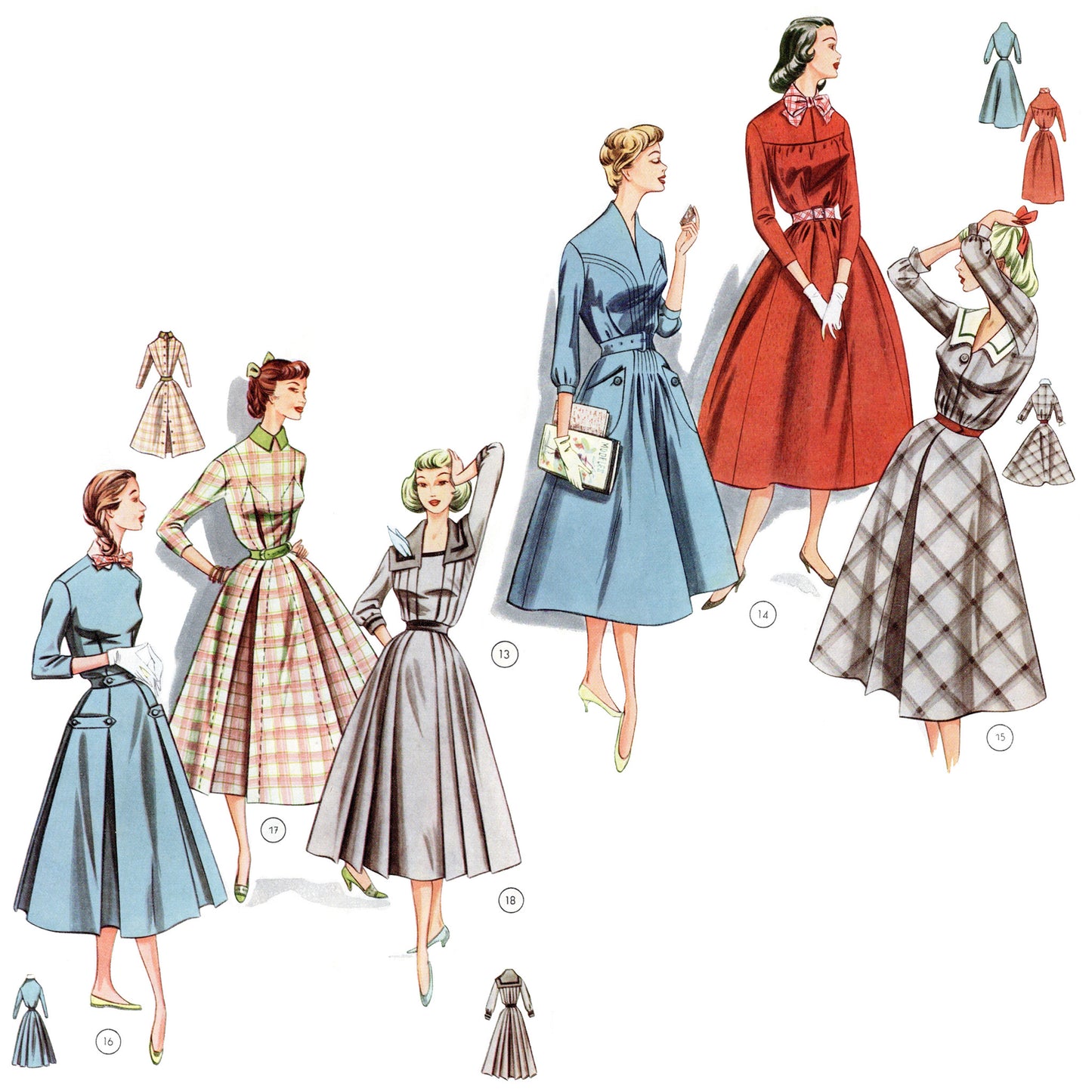 Vintage 1950s sewing pattern drafting book Lutterloh supplement no. 70 day dresses