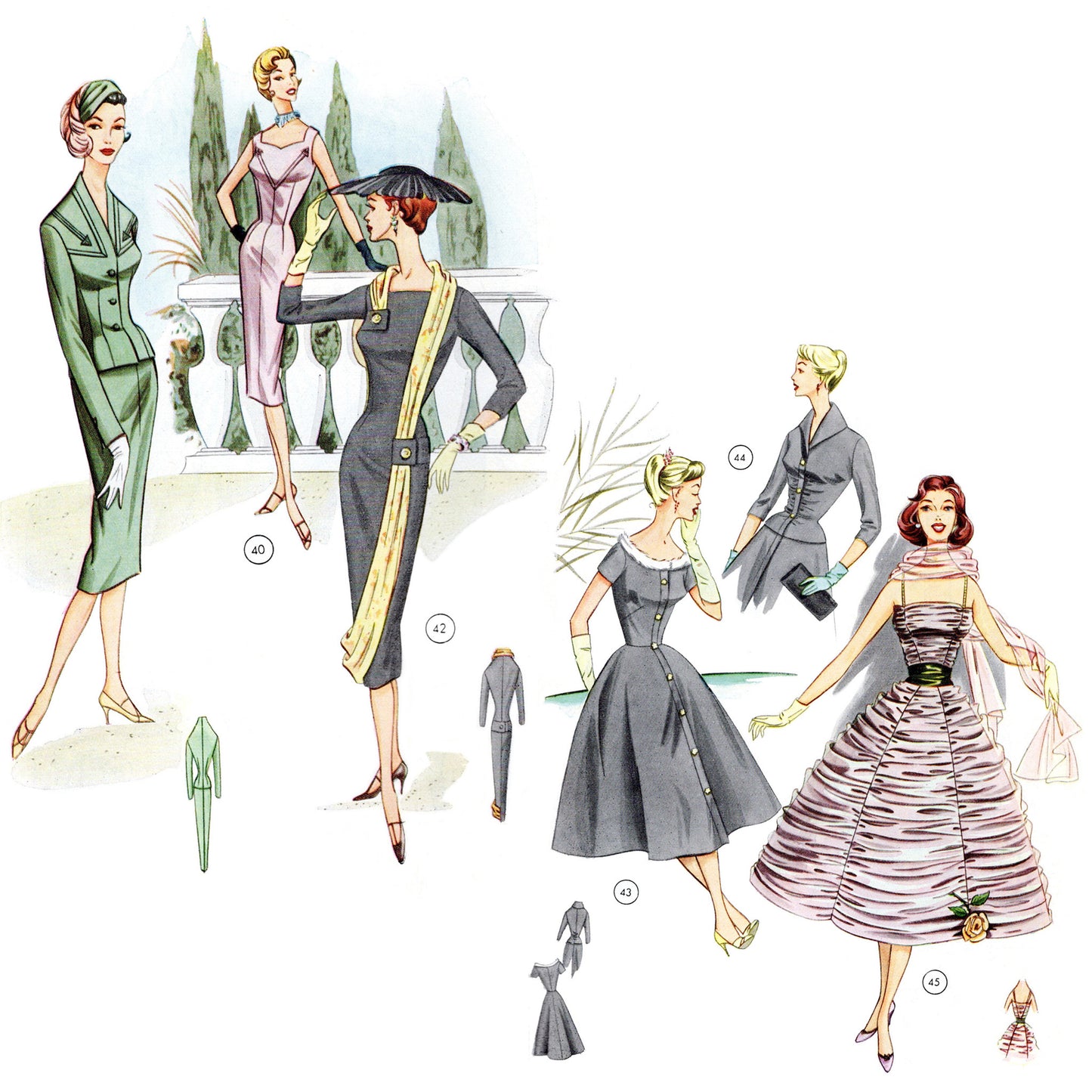 Vintage 1950s sewing pattern drafting book Lutterloh supplement no. 70 cocktail dress tailored suits
