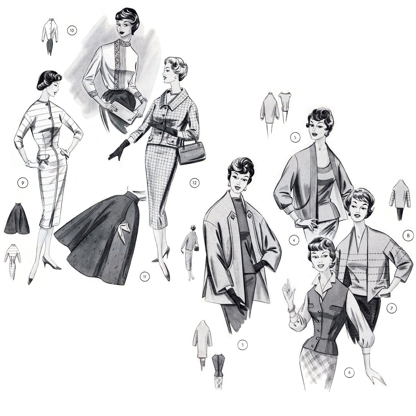 Vintage 1950s sewing pattern drafting book Lutterloh no.71 dress skirt tops jackets
