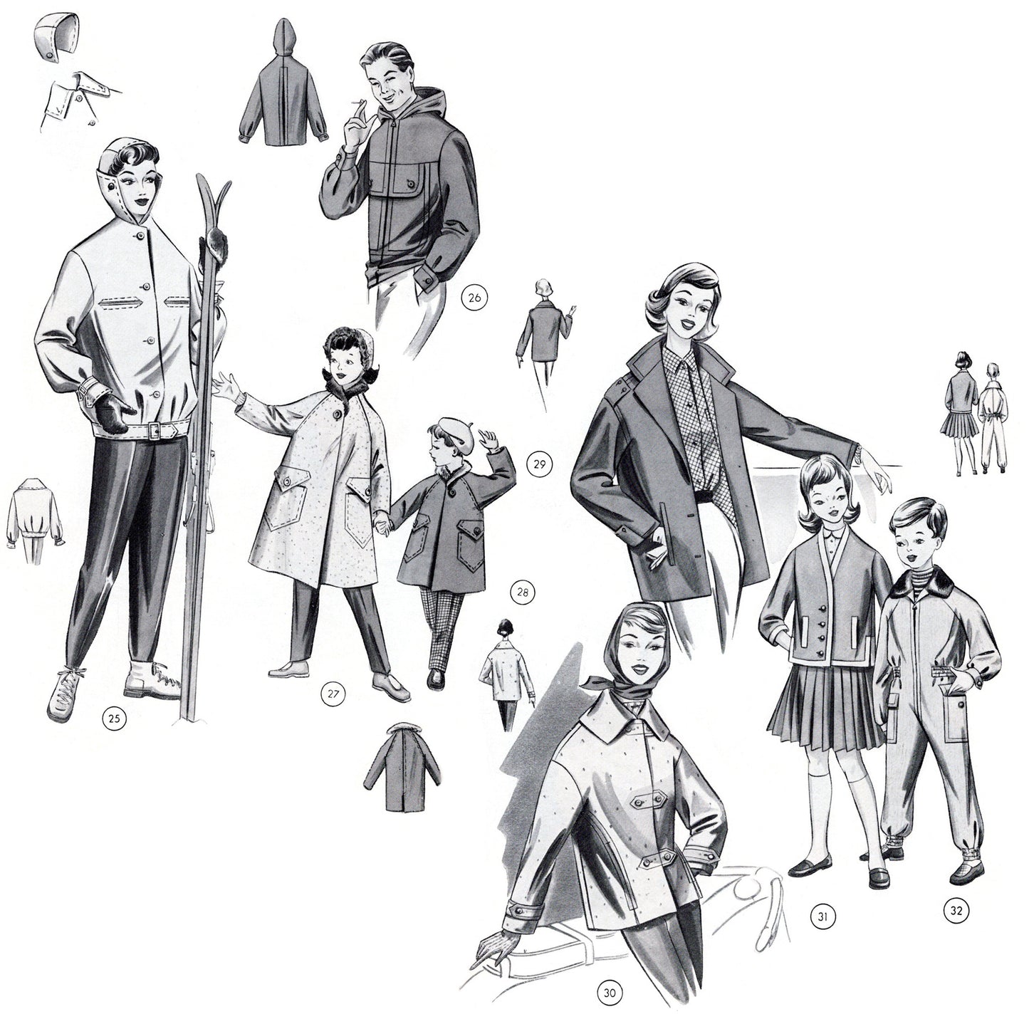 Vintage 1950s sewing pattern drafting book Lutterloh no.71
sportswear for the whole family