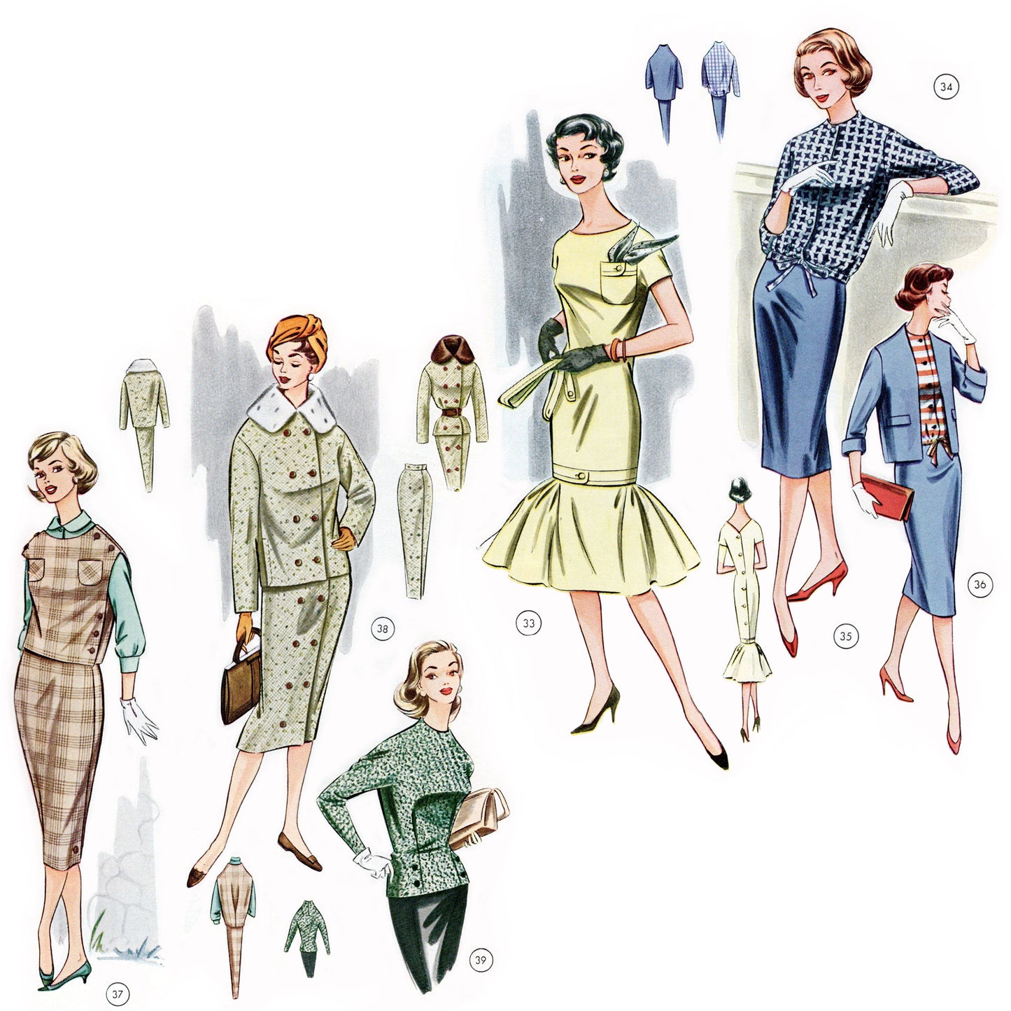 Vintage 1950s sewing pattern drafting book Lutterloh no.71 day dresses and suits