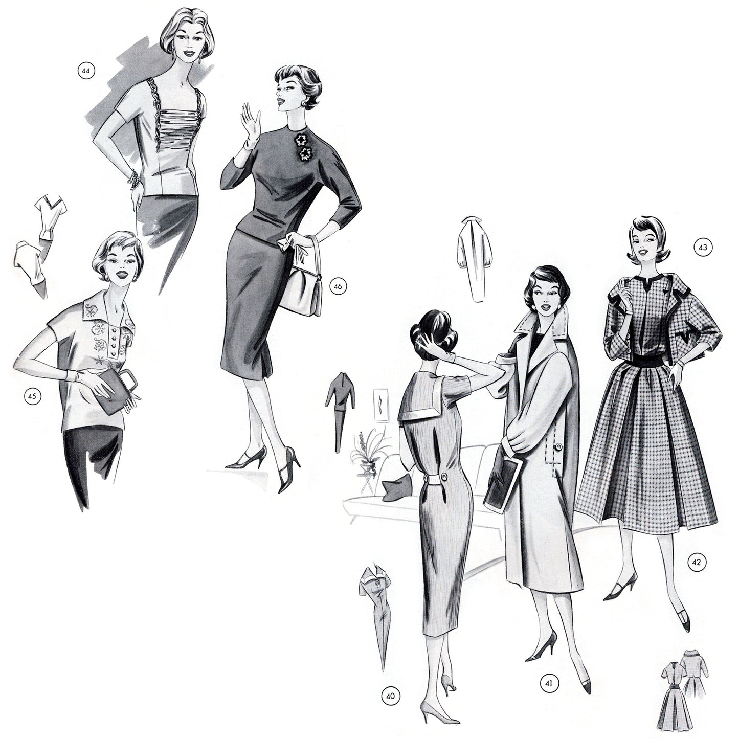 Vintage 1950s sewing pattern drafting book Lutterloh no.71 ladies tops coat suits