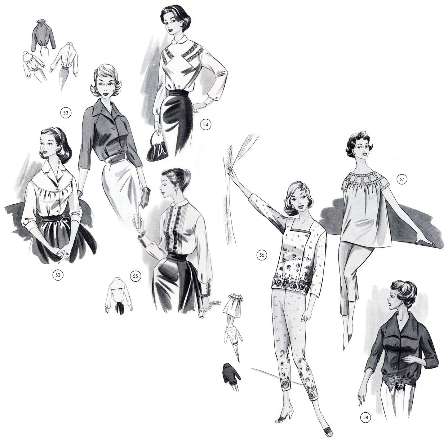 Vintage 1950s sewing pattern drafting book Lutterloh no.71 ladies tops and loungewear