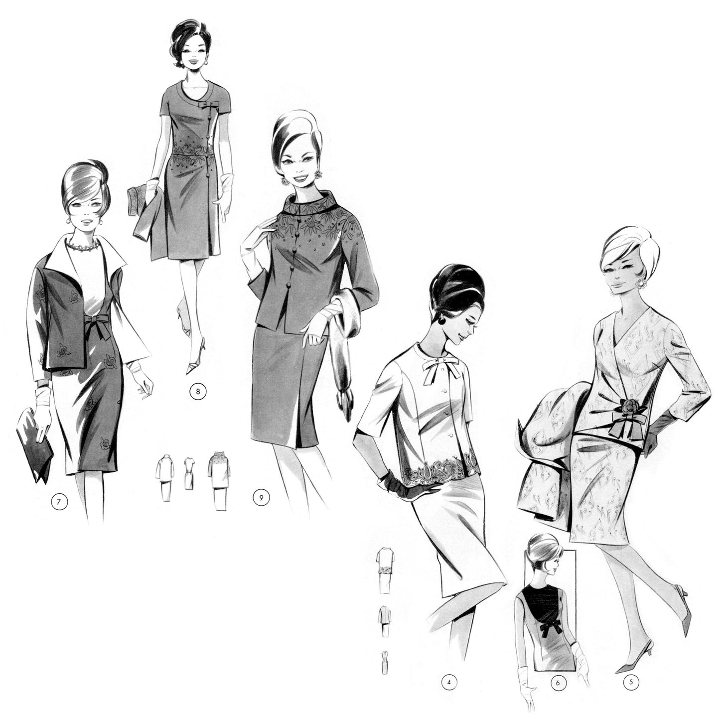 Vintage 1960s Sewing Pattern Drafting Book No. 99 Golden Rule cocktail dresses