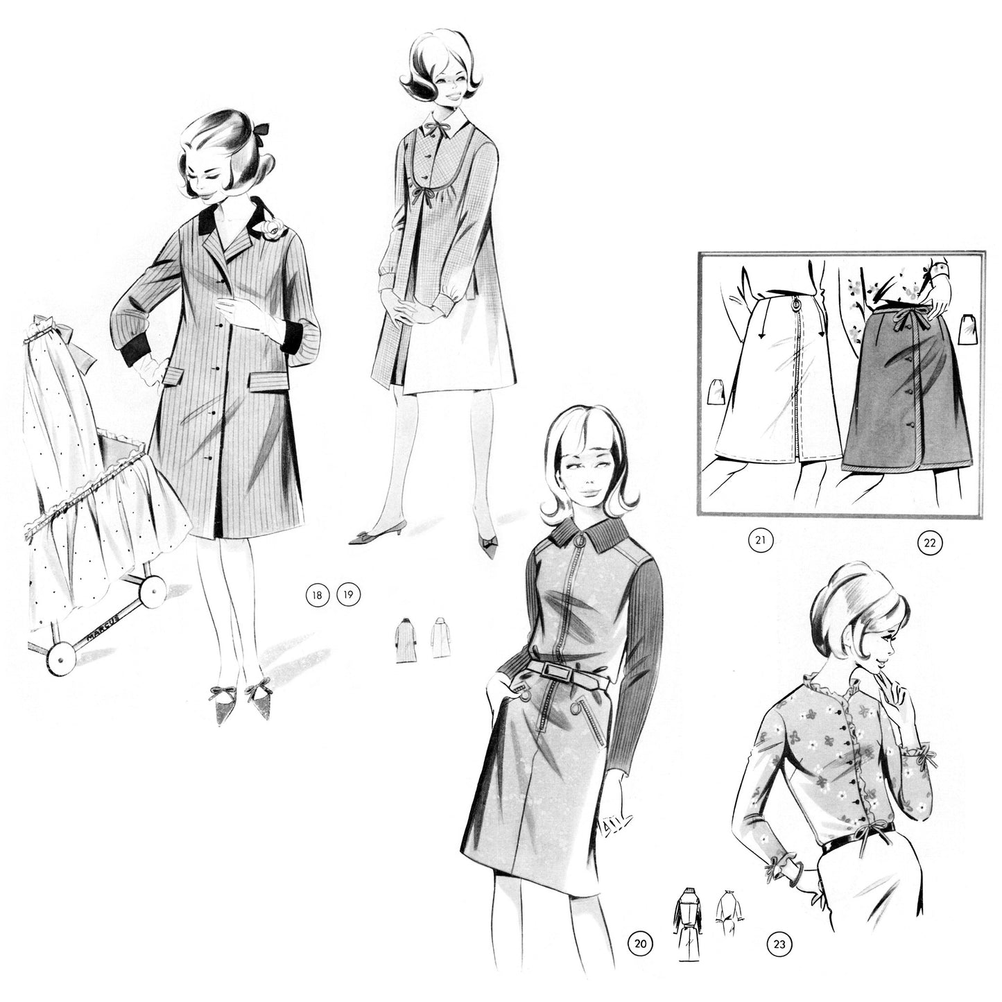 Vintage 1960s Sewing Pattern Drafting Book No. 99 Golden Rule maternity dresses