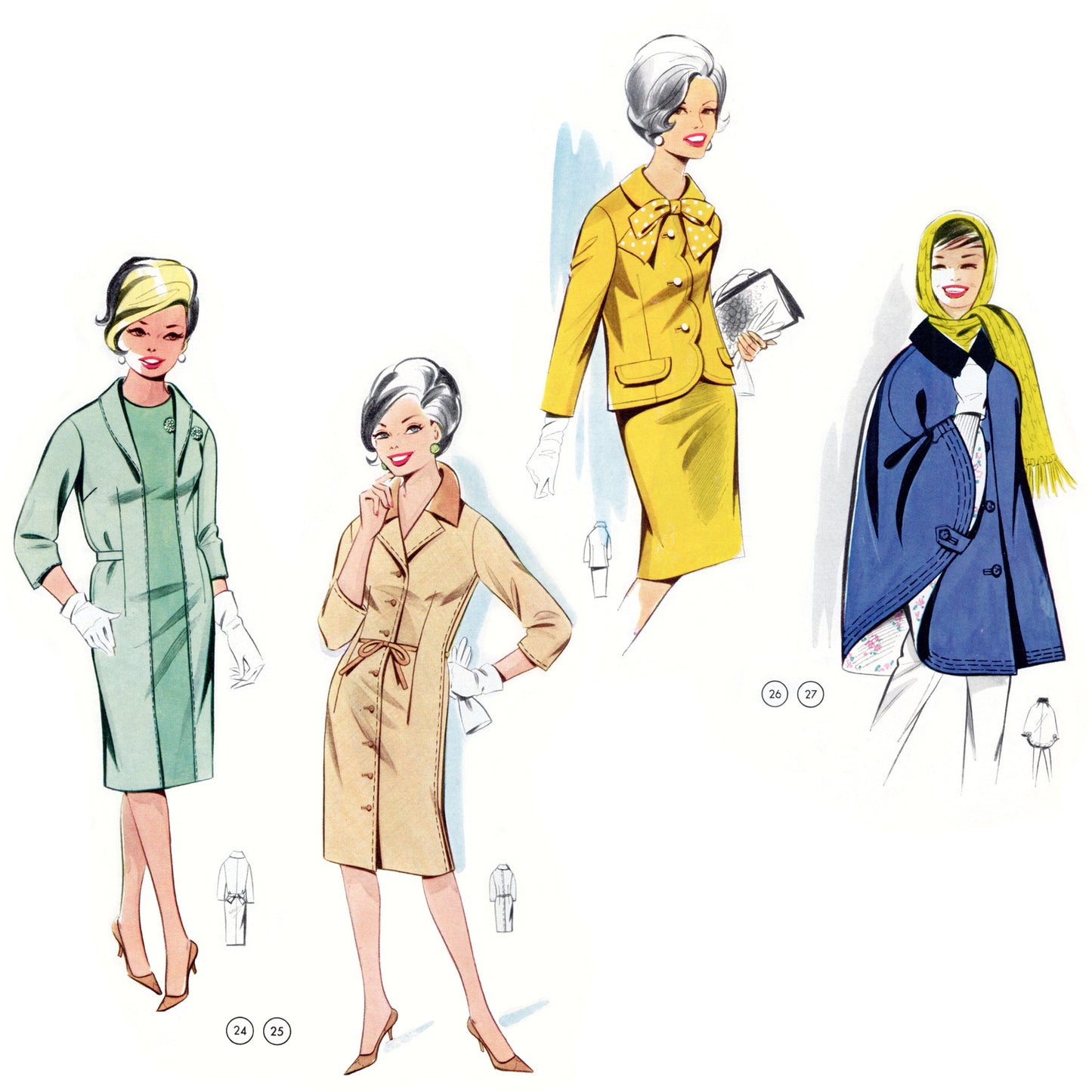 Vintage 1960s Sewing Pattern Drafting Book No. 99 Golden Rule suits and cape
