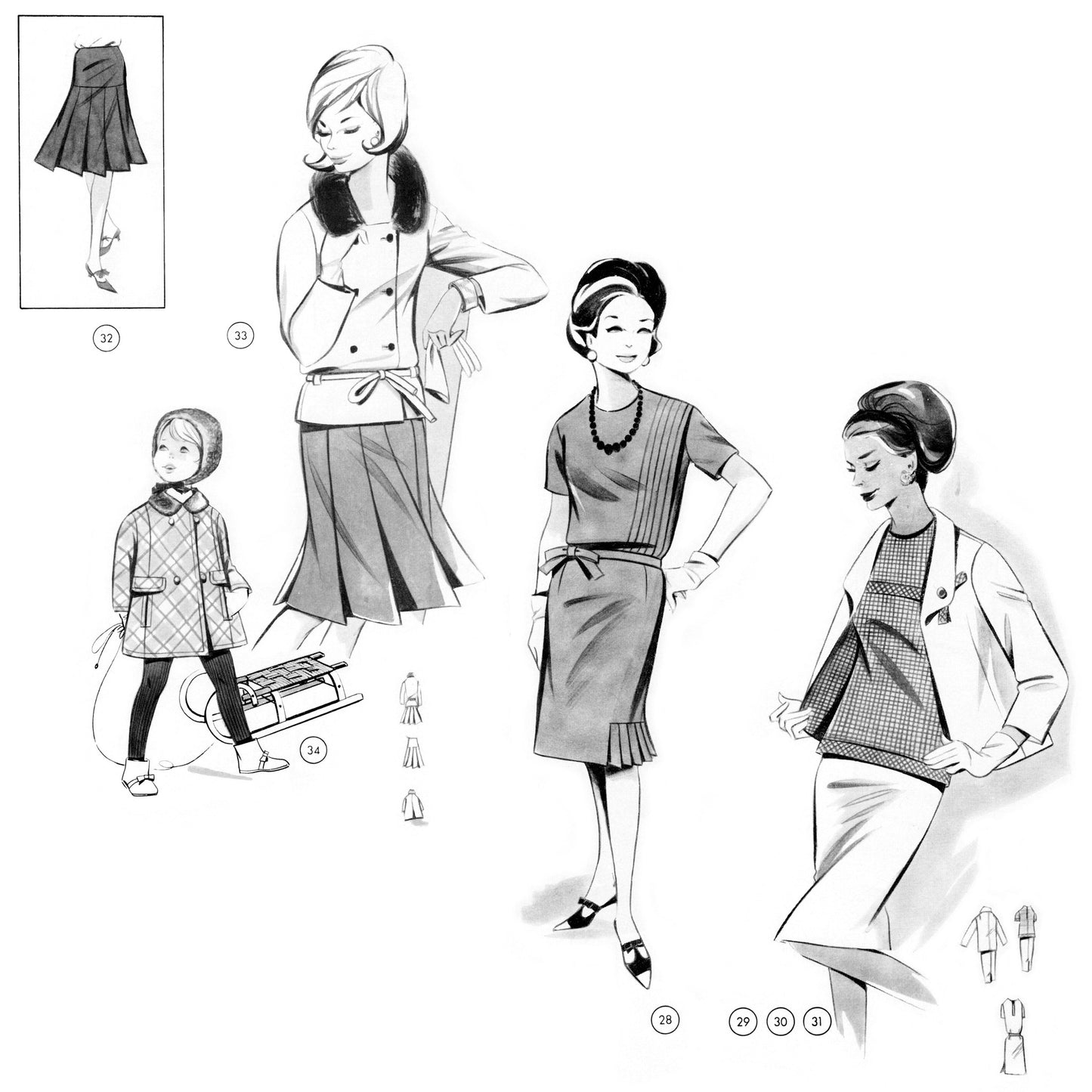 Vintage 1960s Sewing Pattern Drafting Book No. 99 Golden Rule skirt suits and pleated dress