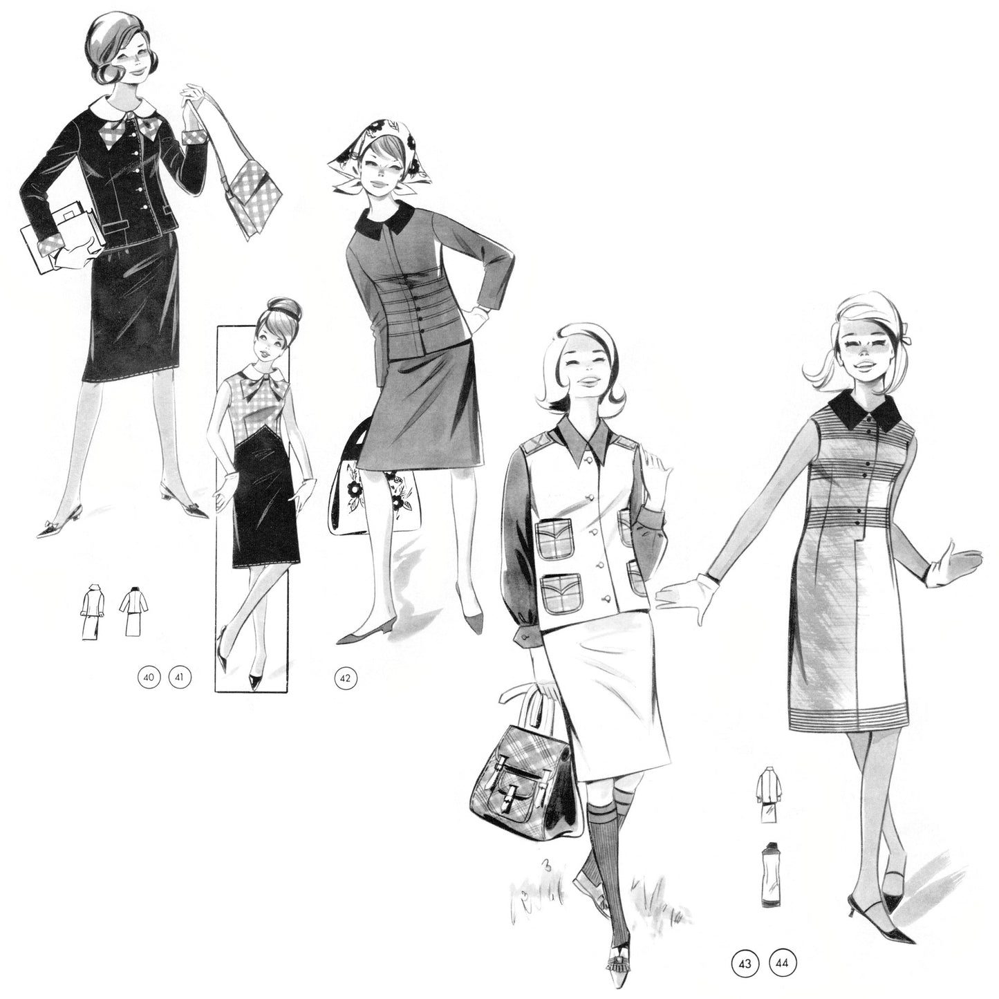 Vintage 1960s Sewing Pattern Drafting Book No. 99 Golden Rule day wear for women