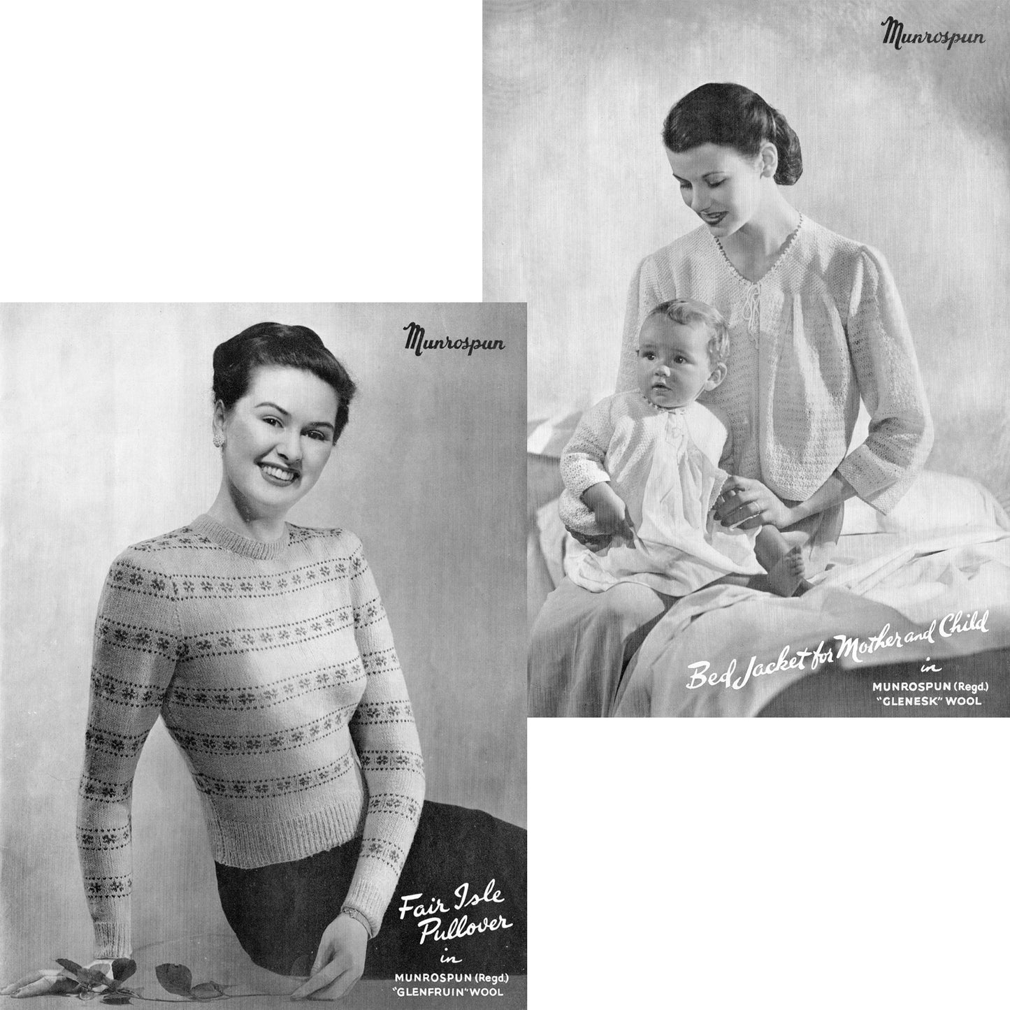 Munrospun knitting book No. 10 Fair Isle sweater, lace bed jacket, baby's jacket