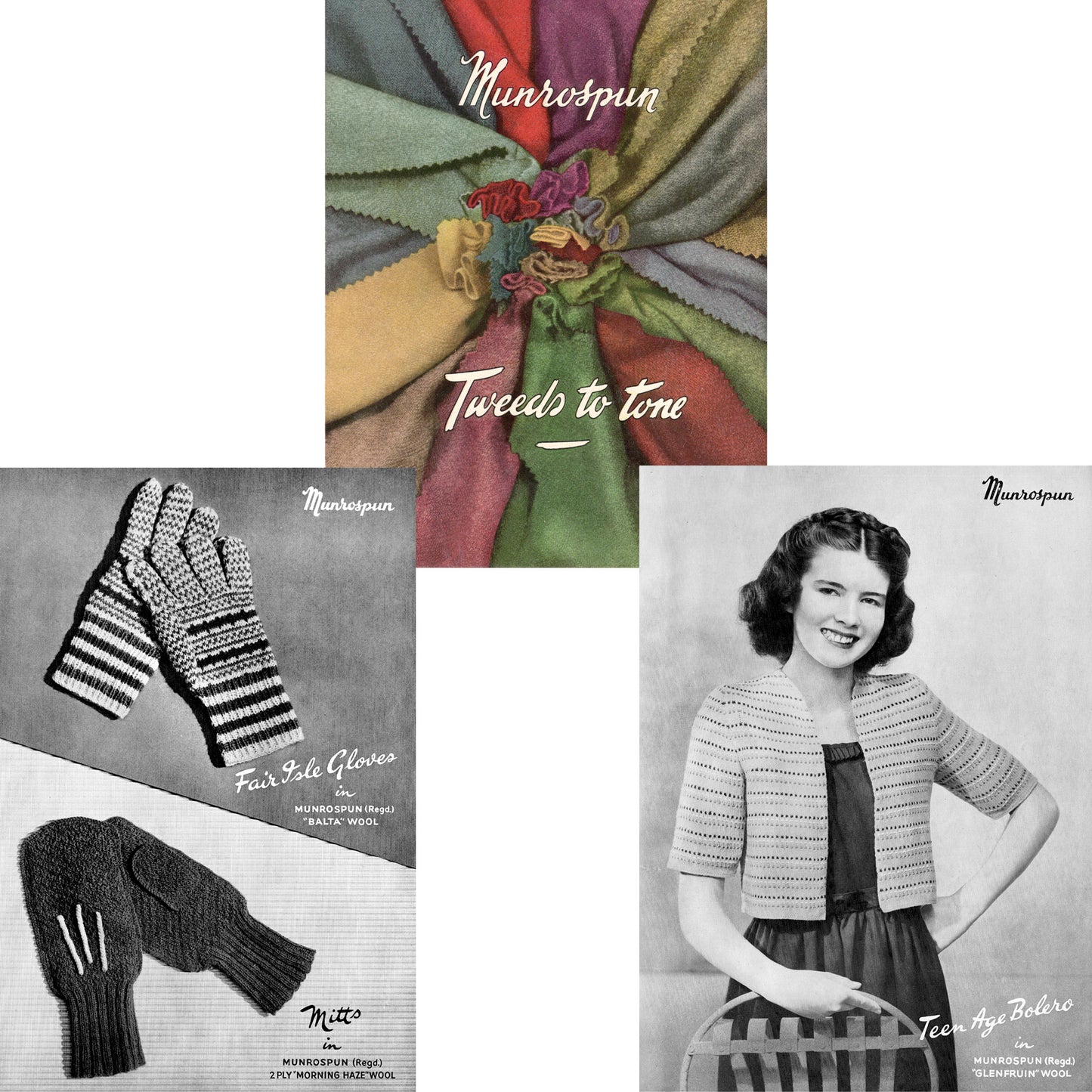 Munrospun knitting book No. 10, girl's jacket, gloves, back cover