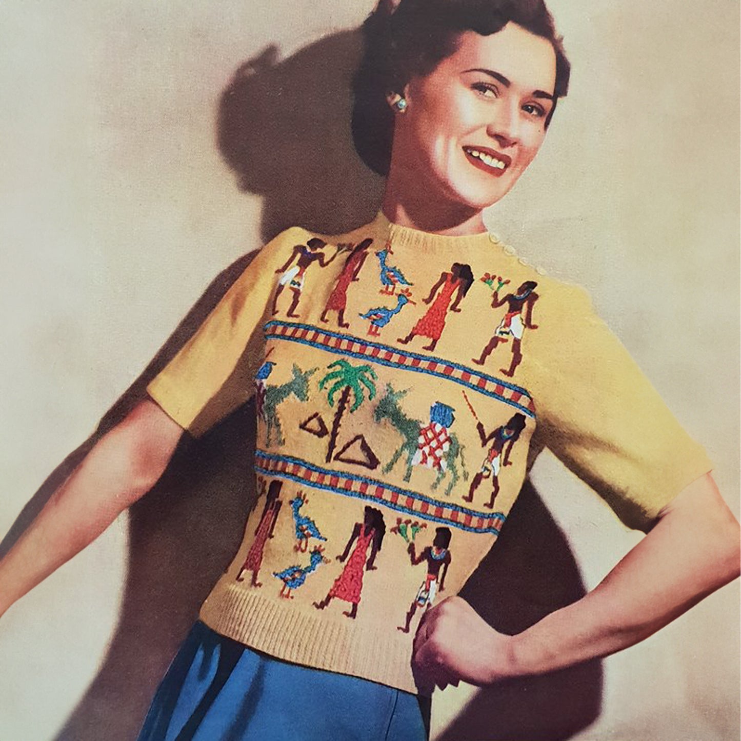 vintage knitting patterns download Day17Vintage L1236 Weldons A790 Egyptian Jumper