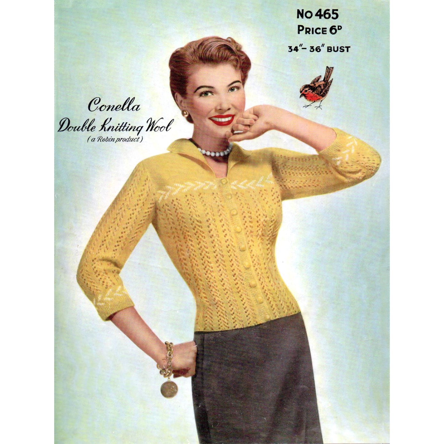 1940s Conella yellow lace cardigan pattern
