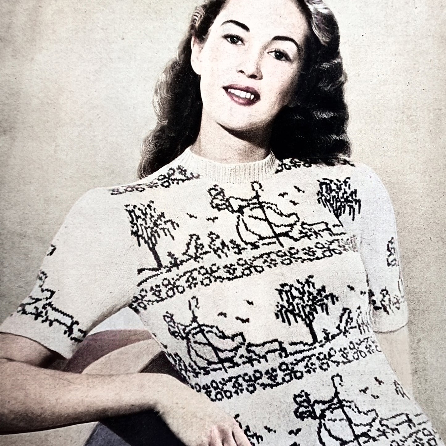 1940s short sleeve sweater pattern Bestway 1994 Dresden Shepherdess