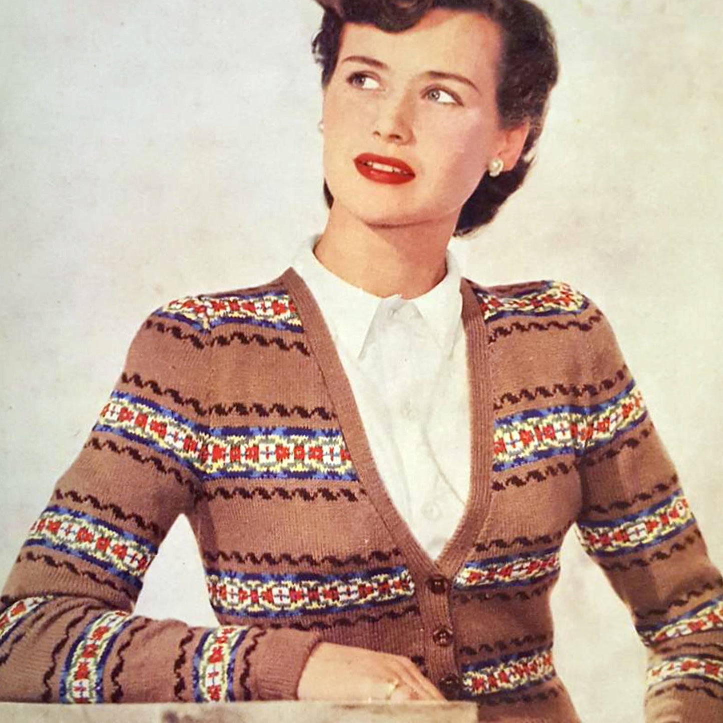 vintage knitting patterns download Day17Vintage L1299 1940s Fair Isle Cardigan Golden Eagle 837