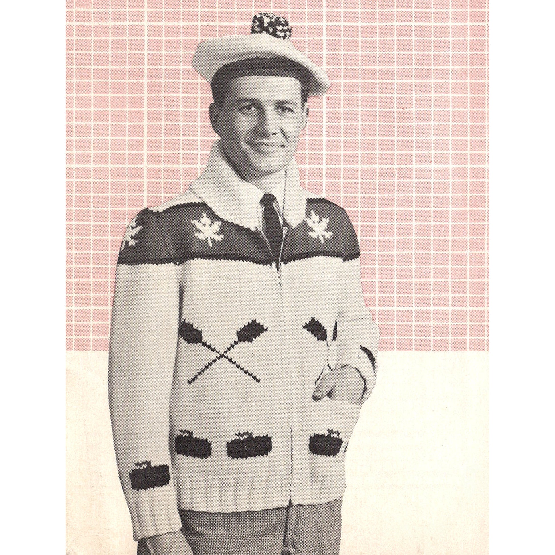 vintage knitting patterns download Day17Vintage B1022 Fifties Curling Themed Cowichan Sweater