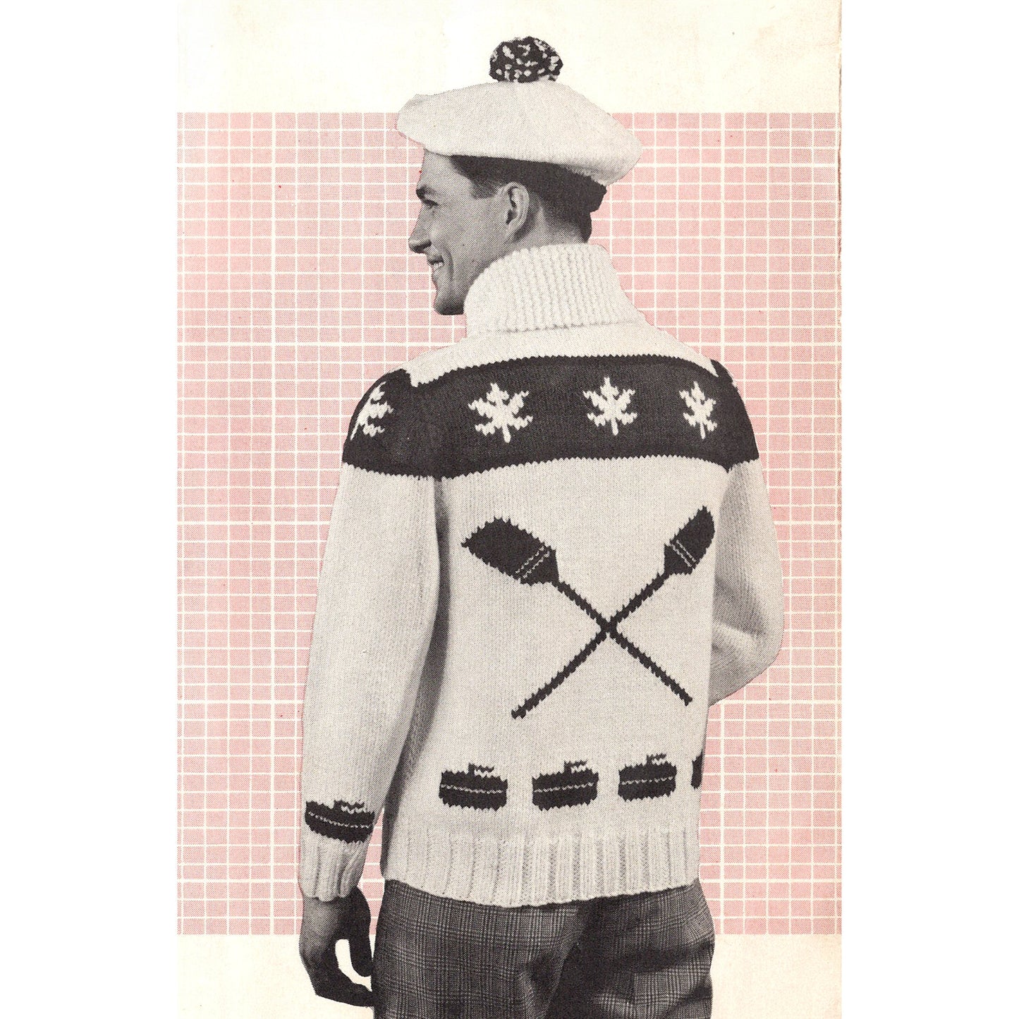 vintage knitting patterns download Day17Vintage B1022 Fifties Curling Themed Cowichan Sweater