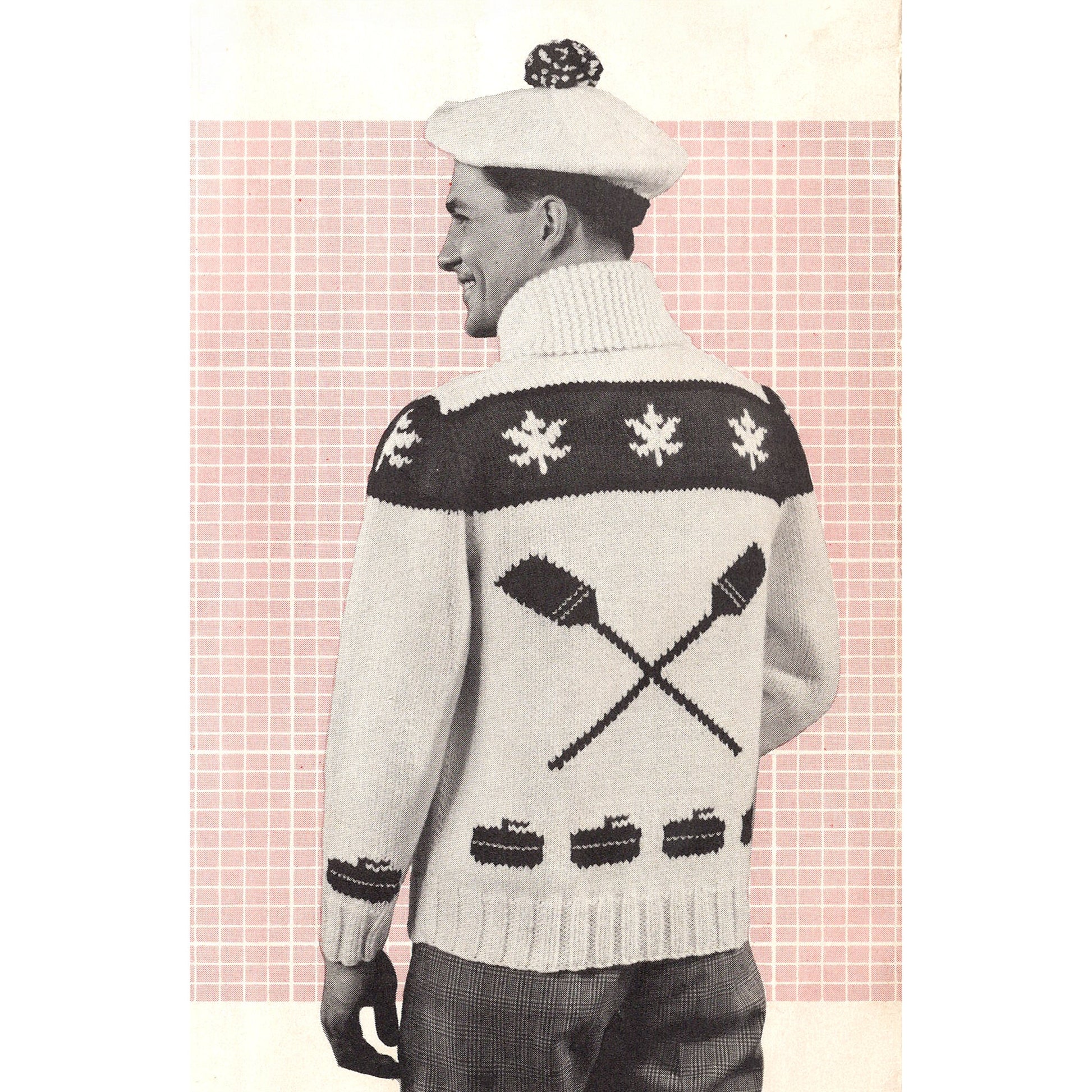 vintage knitting patterns download Day17Vintage B1022 Fifties Curling Themed Cowichan Sweater