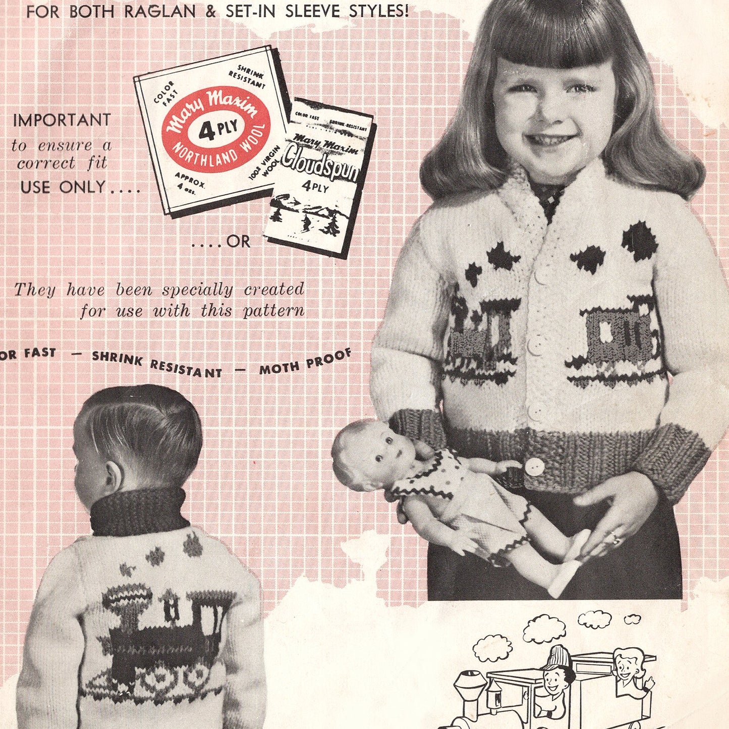 vintage knitting patterns download Day17Vintage B1027 Child's Choo Choo Train Cowichan Sweater