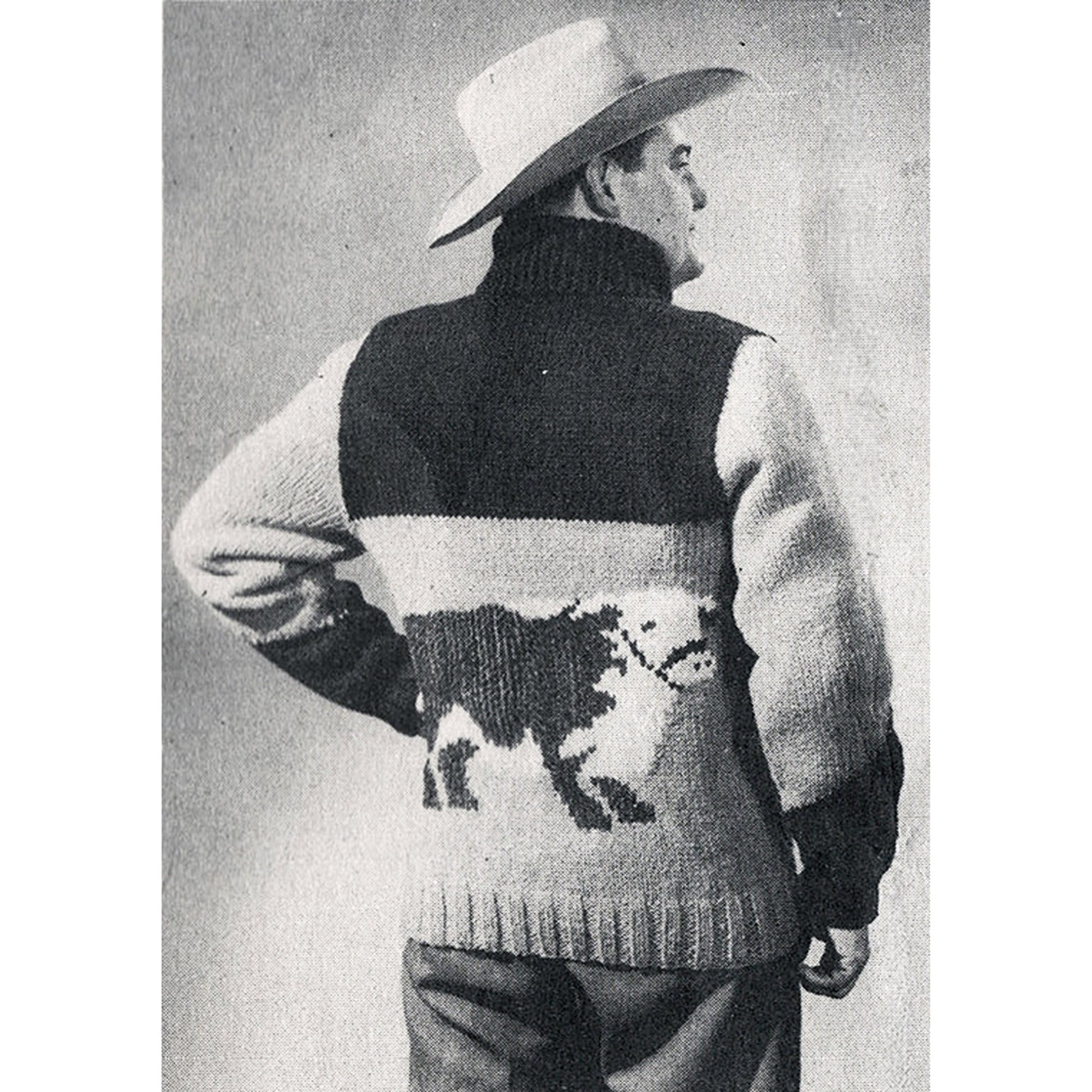 vintage knitting patterns download Day17Vintage B1032 50s Cowichan Cardigan Hereford Bull