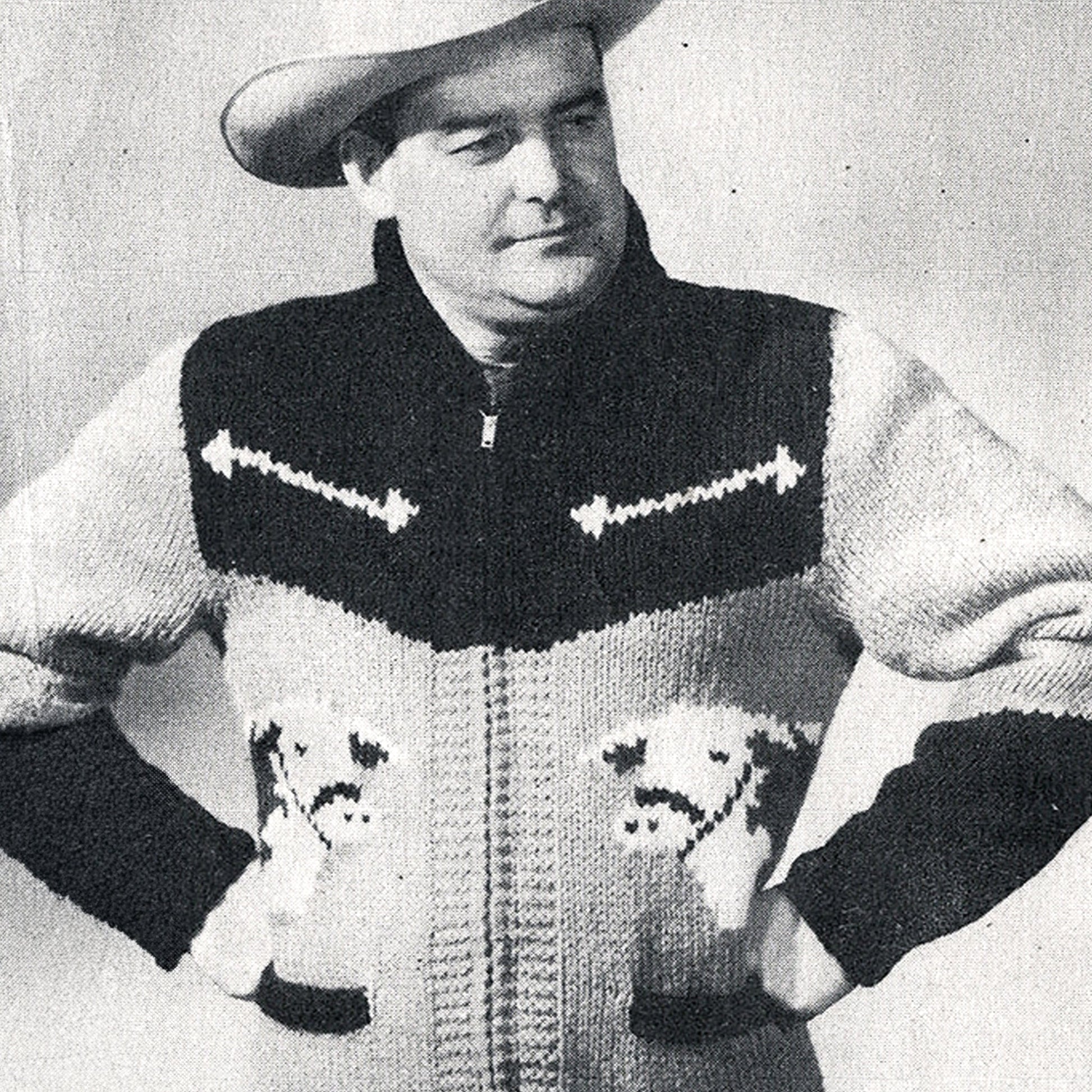 vintage knitting patterns download Day17Vintage B1032 50s Cowichan Cardigan Hereford Bull