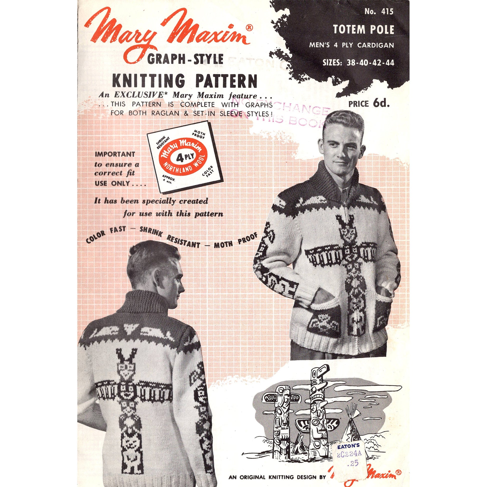 vintage knitting patterns download Day17Vintage B1033 Fifties Totem Pole Cowichan Sweater