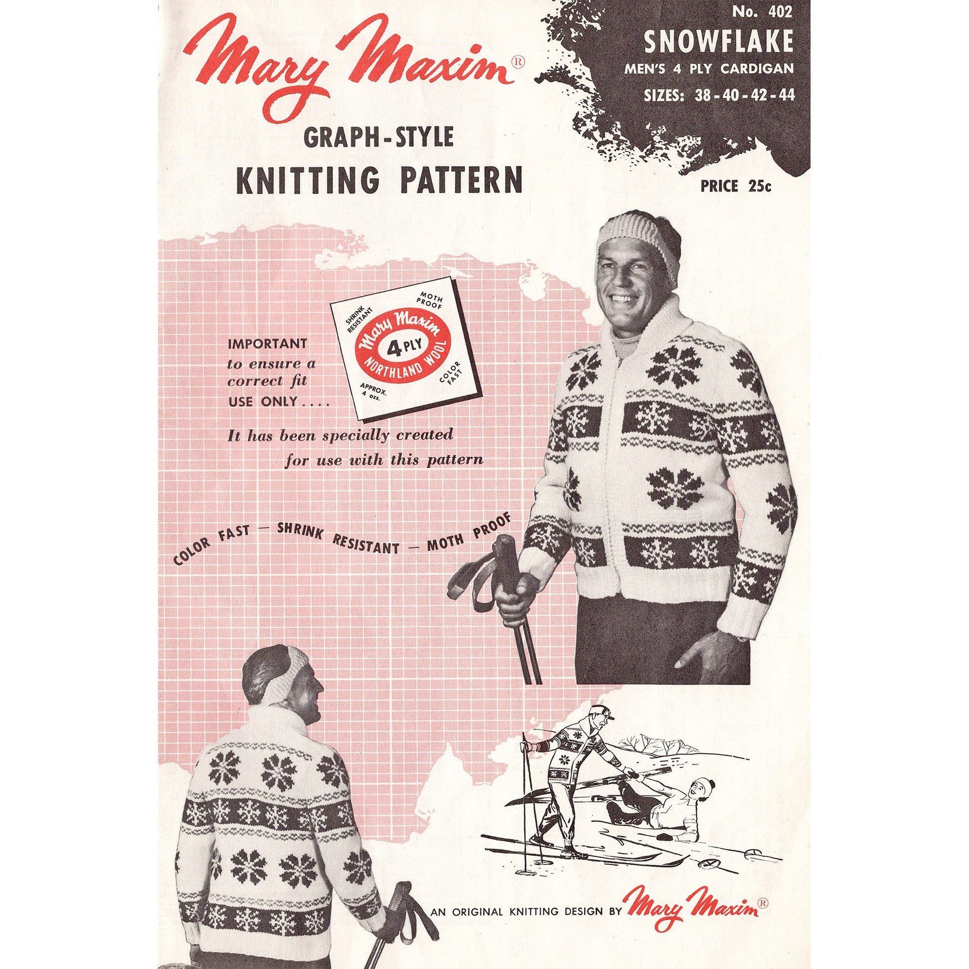 vintage knitting patterns download Day17Vintage B1034 Fifties Snowflake Cowichan Cardigan