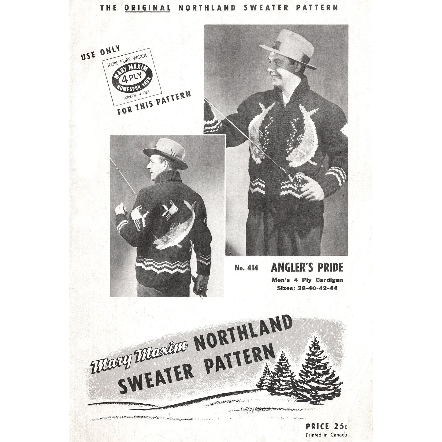vintage knitting patterns download Day17Vintage B1039 Fifties Fish Motif Cowichan Sweater