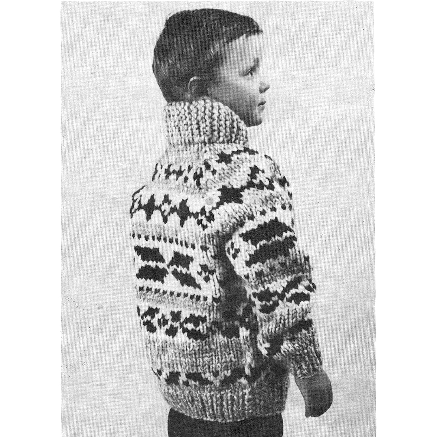 vintage knitting patterns download Day17Vintage B1047 Geometric White Buffalo Cowichan Sweater