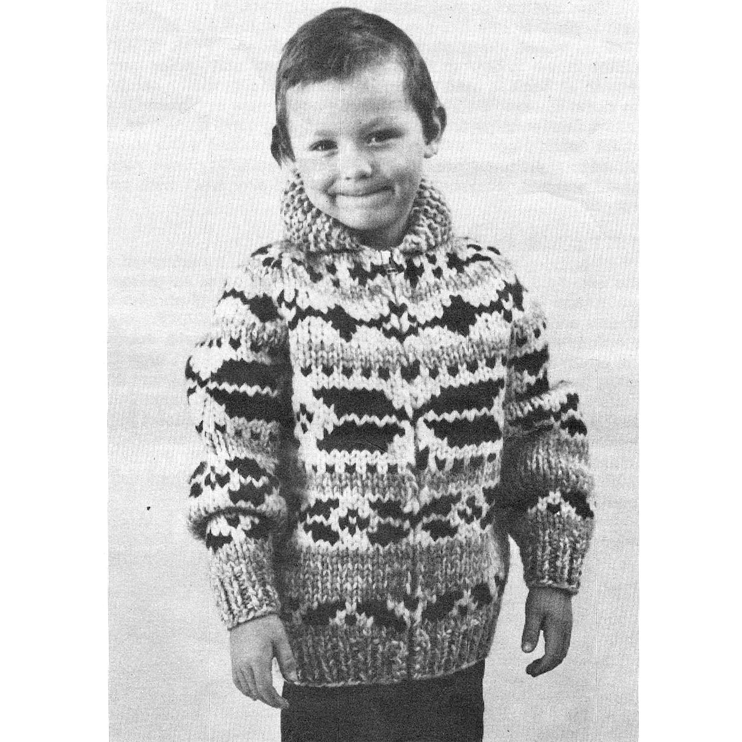 vintage knitting patterns download Day17Vintage B1047 Geometric White Buffalo Cowichan Sweater