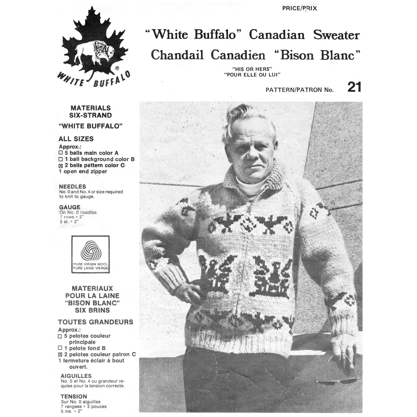 vintage knitting patterns download Day17Vintage B1048 White Buffalo 21 Cowichan Sweater