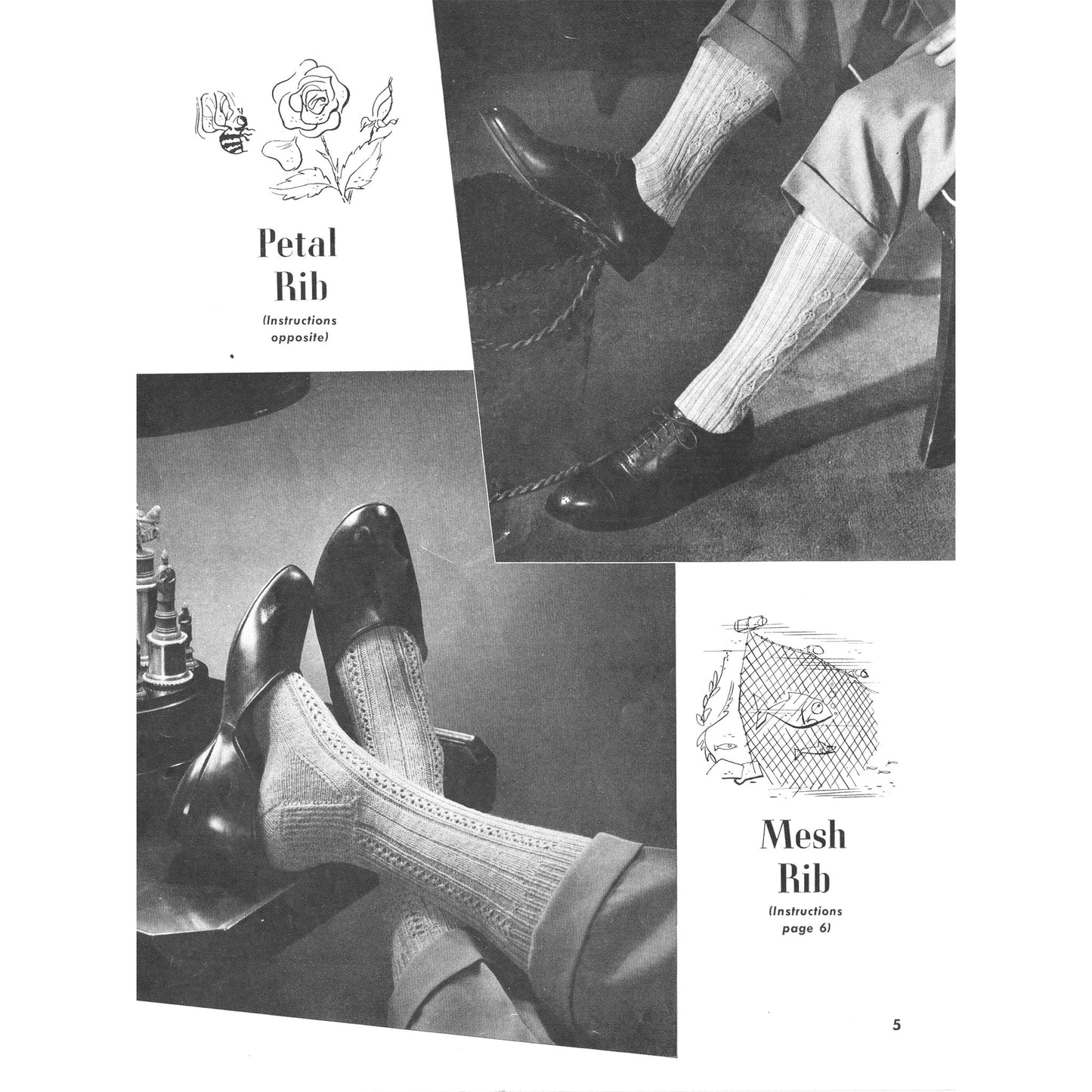 vintage knitting patterns download Day17Vintage B1057 Men's Socks by Beehive No. 62