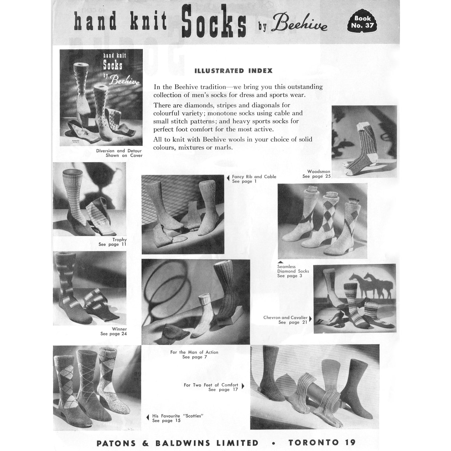 vintage knitting patterns download Day17Vintage B1079 Hand Knit Socks by Beehive No. 37 Pattern Booklet