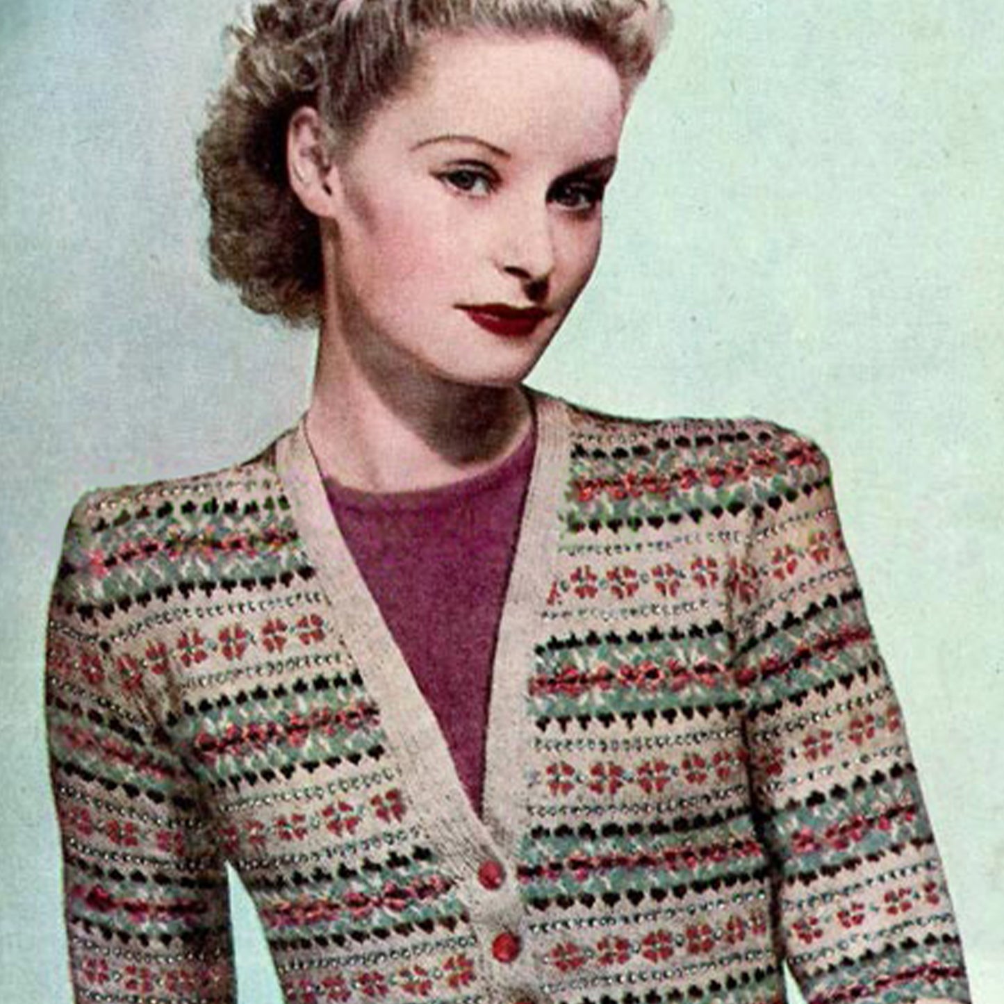 vintage knitting pattern download Bestway 1491 Fair Isle Cardigan