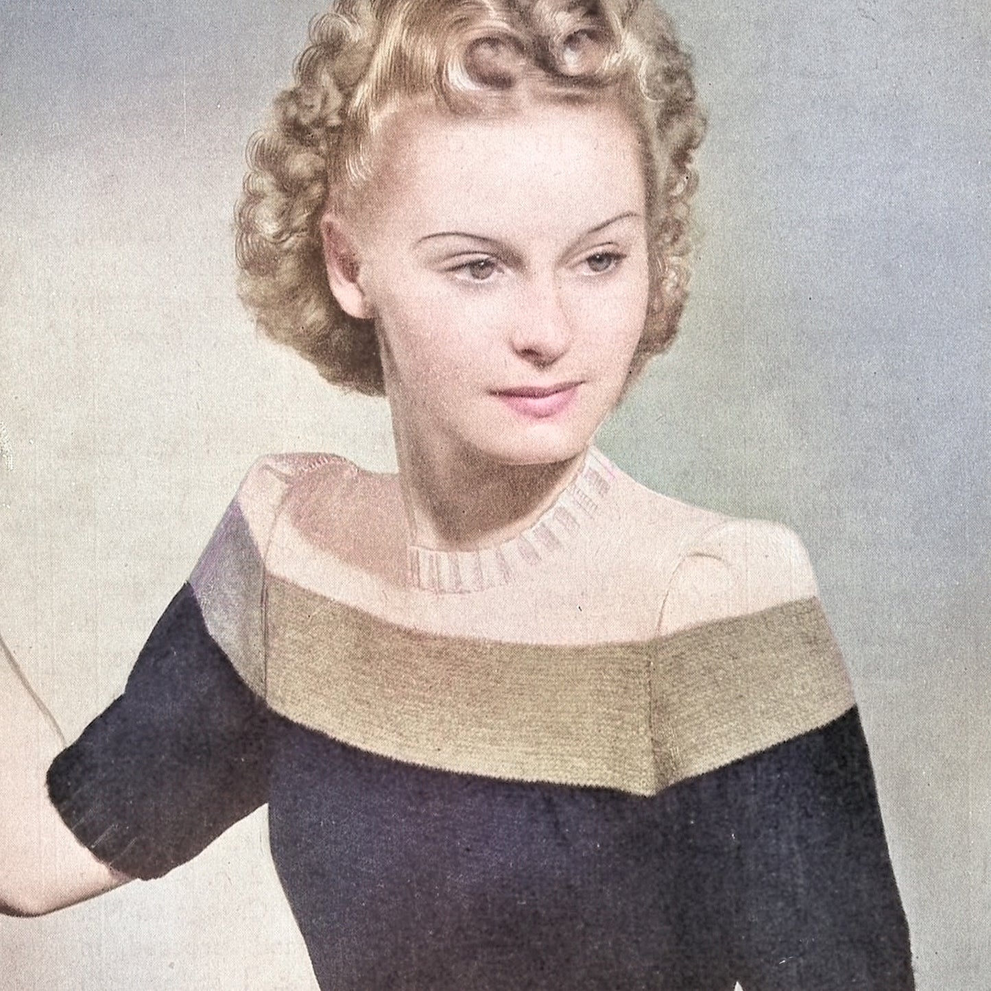 vintage knitting patterns download Day17Vintage L1274 1940s Striped Jumper Bestway 1042
