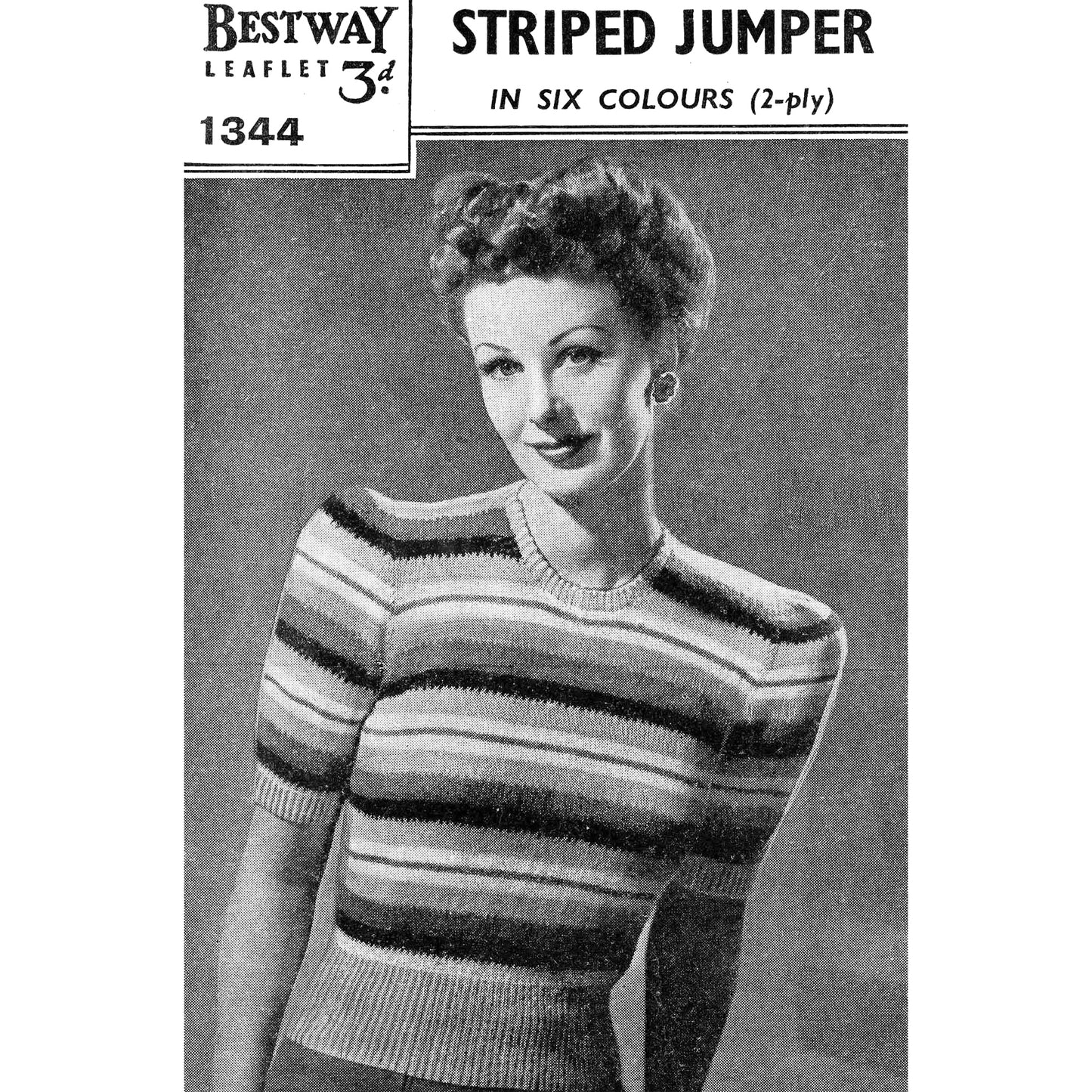 vintage knitting patterns download Day17Vintage L1277 Striped Forties Short Sleeve Sweater Bestway 1344