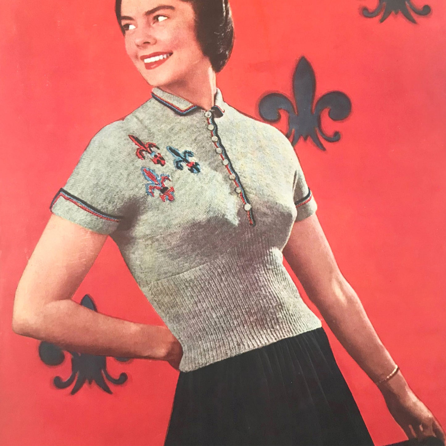vintage knitting patterns download Day17Vintage L1297 Stitchcraft Fleur de Lys Jumper