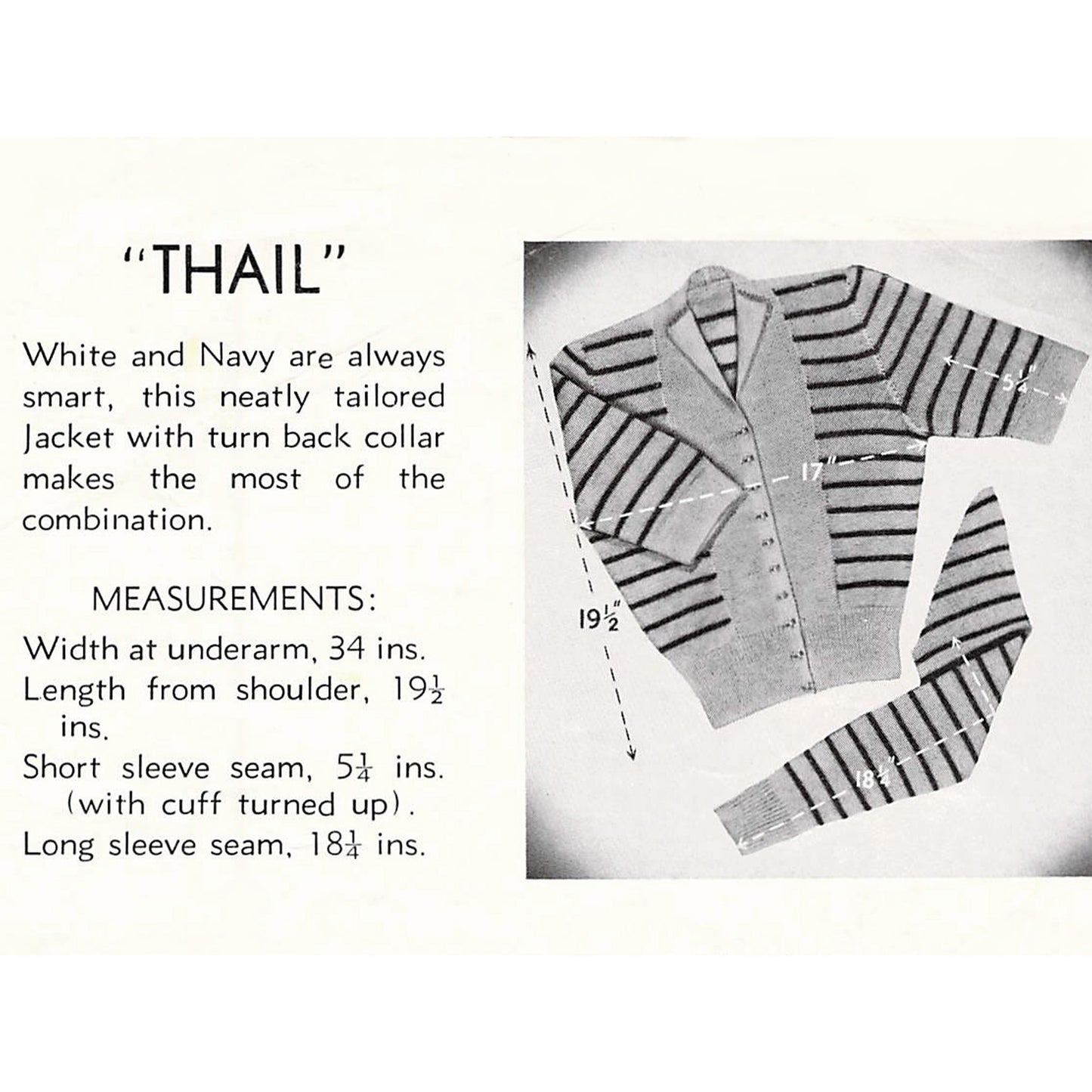 vintage knitting patterns download Day17Vintage L1300 Striped 1940s Cardigan Bairns-Wear 625