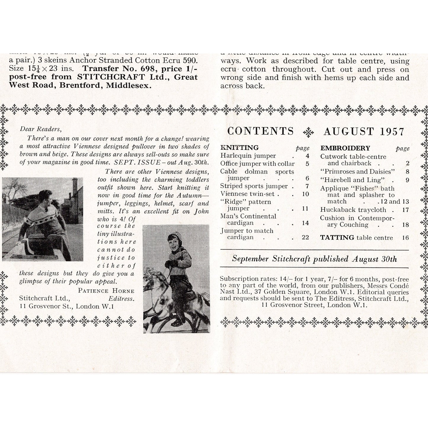vintage knitting patterns download Day17Vintage B1004 Stitchcraft Magazine August 1957