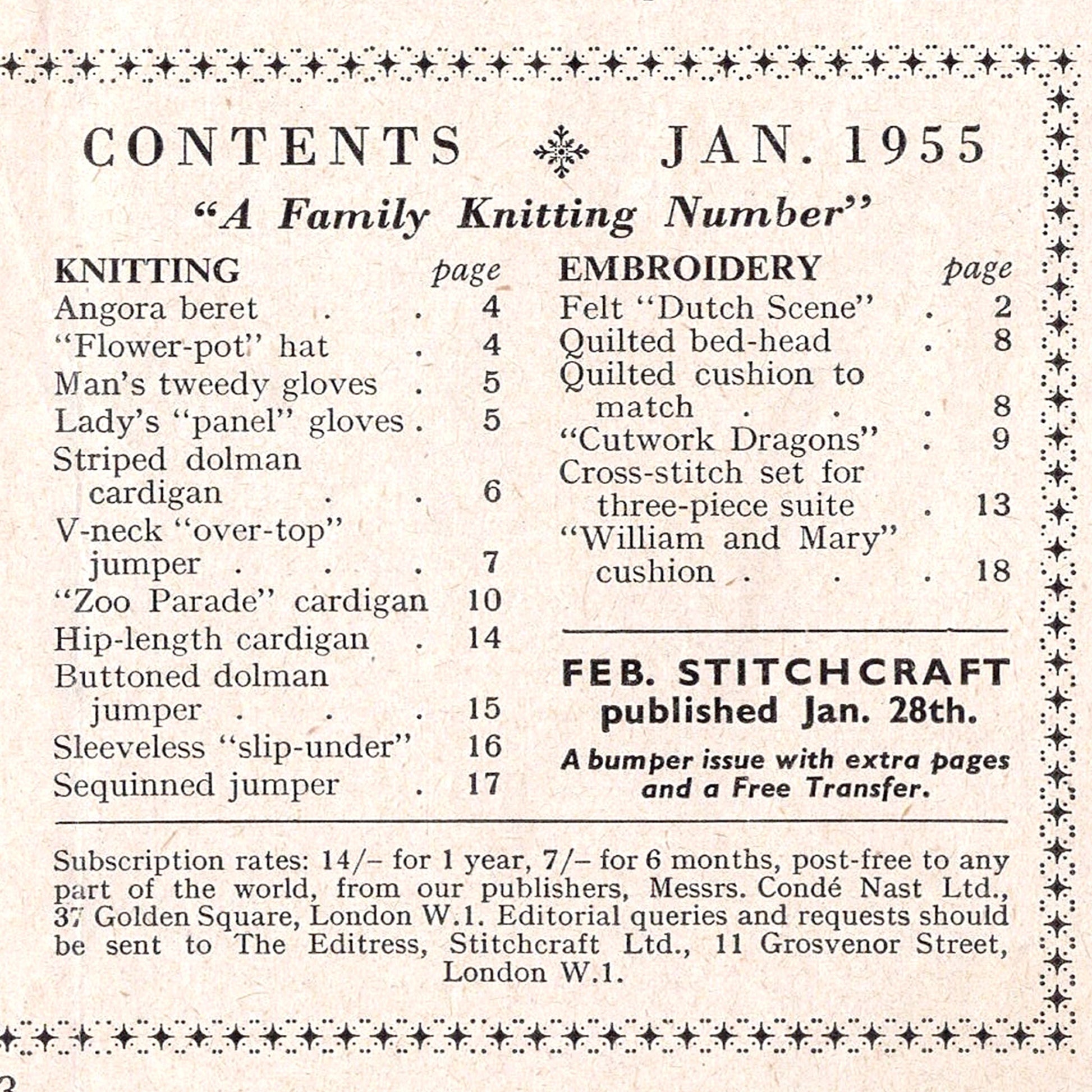 vintage knitting patterns download Day17Vintage B1009 Stitchcraft Magazine January 1955