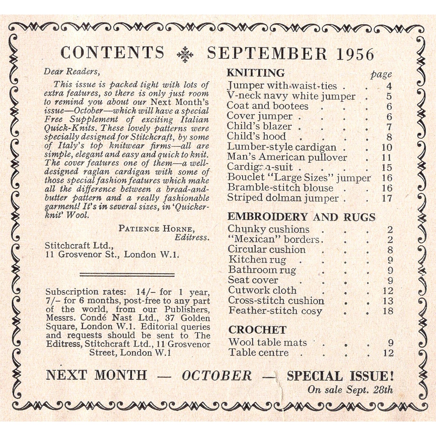 vintage knitting patterns download Day17Vintage B1012 Stitchcraft Magazine September 1956