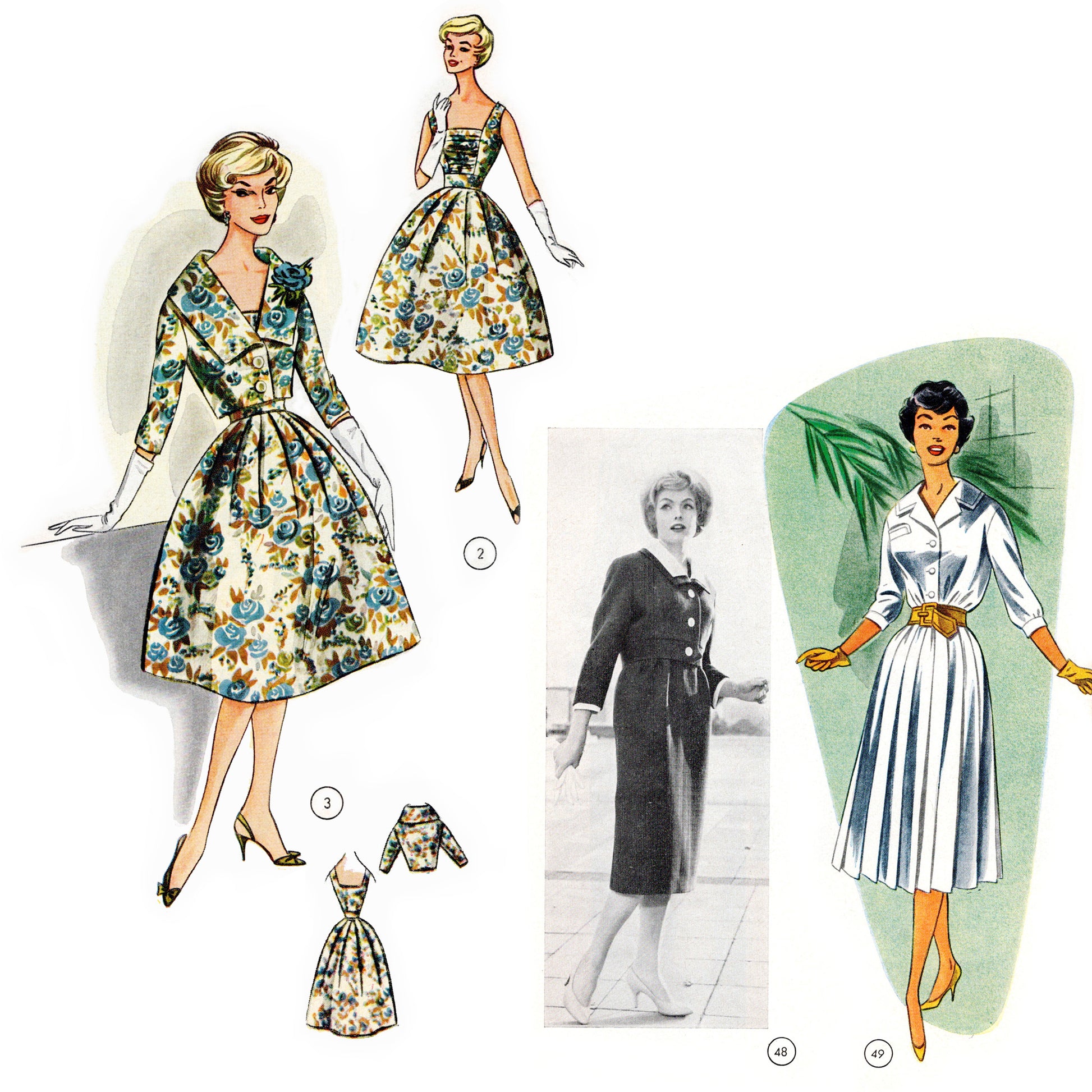 Vintage Late 1950s German Sewing Pattern Drafting Book 74 Lutterloh Cocktail Dress Day dresses