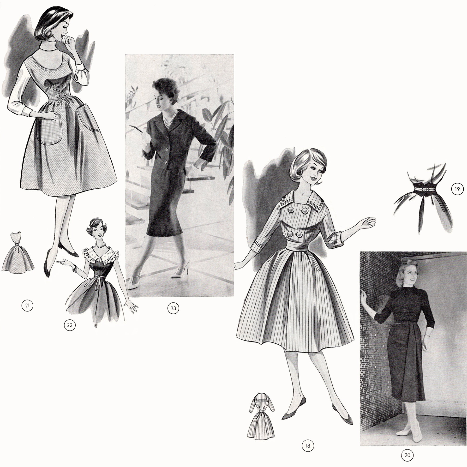 Vintage Late 1950s German Sewing Pattern Drafting Book 74 Lutterloh day and evening dresses