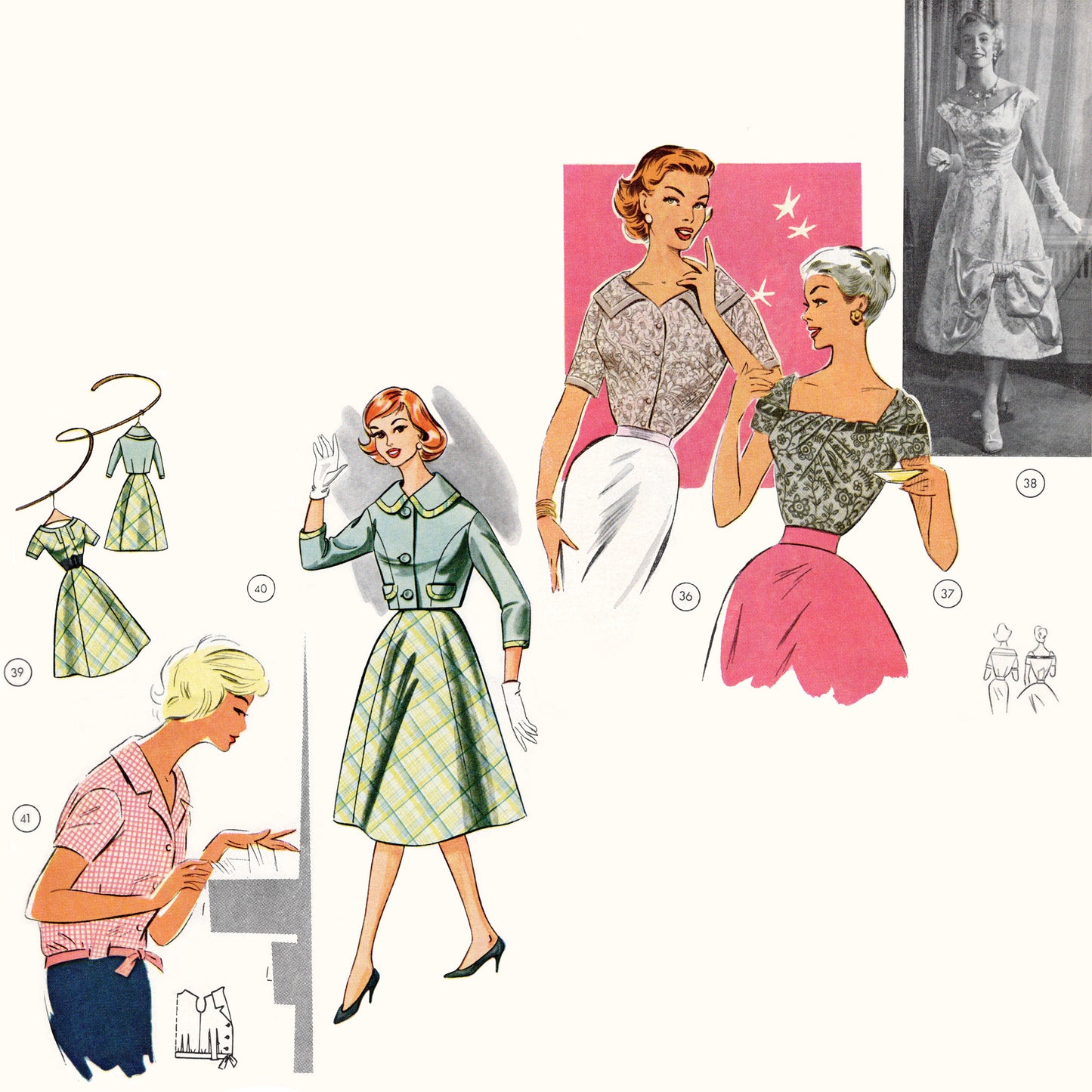 Vintage Late 1950s German Sewing Pattern Drafting Book 74 Lutterloh tops for day and evening