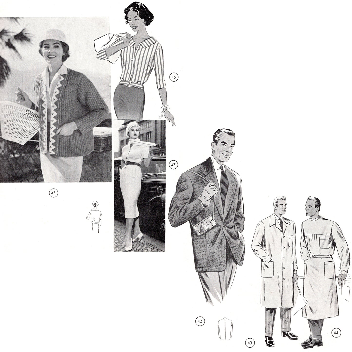 Vintage Late 1950s German Sewing Pattern Drafting Book 74 Lutterloh ladies day wear and men's sportcoat and lab coat